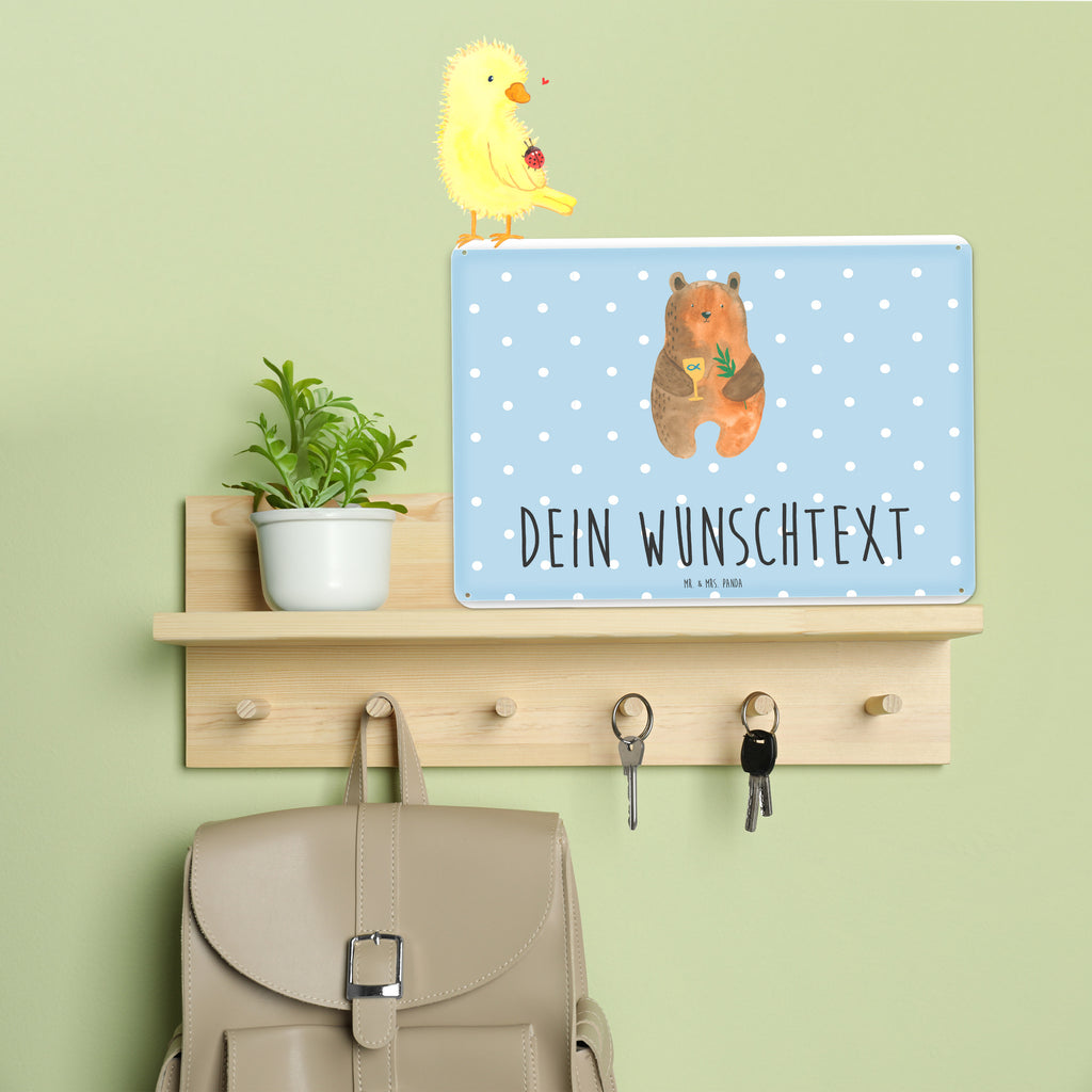 Personalisiertes Blechschild Bär Konfirmation Blechschild, Metallschild, Geschenk Schild, Schild, Magnet-Metall-Schild, Deko Schild, Wandschild, Wand-Dekoration, Türschild, Bär, Teddy, Teddybär, Konfirmation, Kirche, evangelisch, Gottesdienst