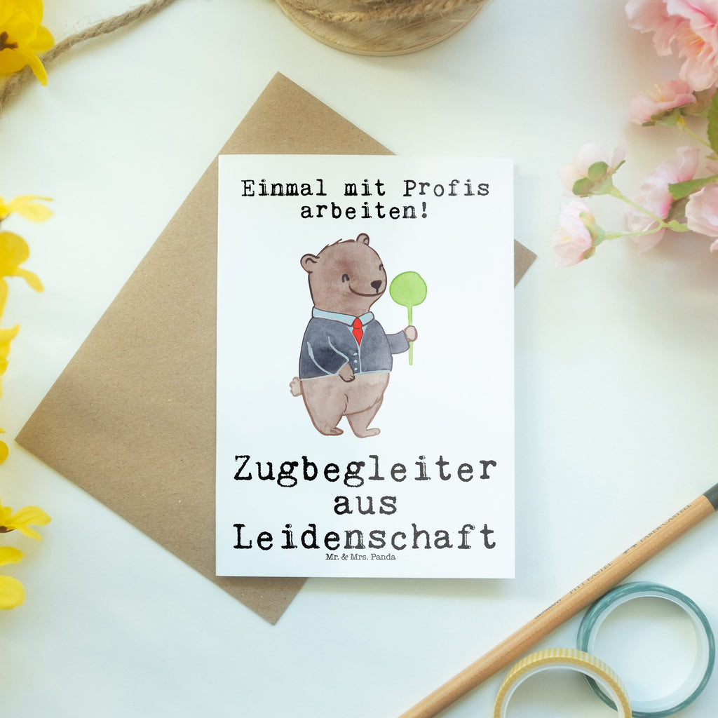 Grußkarte Zugbegleiter aus Leidenschaft Grußkarte, Klappkarte, Einladungskarte, Glückwunschkarte, Hochzeitskarte, Geburtstagskarte, Karte, Ansichtskarten, Beruf, Ausbildung, Jubiläum, Abschied, Rente, Kollege, Kollegin, Geschenk, Schenken, Arbeitskollege, Mitarbeiter, Firma, Danke, Dankeschön