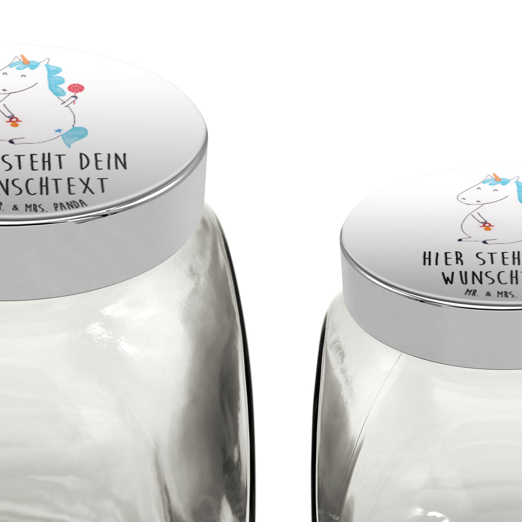 Personalisiertes Bonbonglas Einhorn Baby Vorratsdose, Vorratsbehälter, Süßigkeitenglas, Süßigkeitendose, Kaffeedose, Müslidose, Teedose, Keksbehälter, Keksedose, Glasdose, Glasbälter, Vorratsglas, Küchenbehälter, Aufbewahrungsdose, Aufbewahungsglas, Gewürzdose, Küchenorganizer, Snackdose, Einhorn, Einhörner, Einhorn Deko, Pegasus, Unicorn, Mutter, Geburt, Geburtstag, erstes Kind, Baby, Babyglück, Nachwuchs, Eltern, Party, Kind, Schnuller