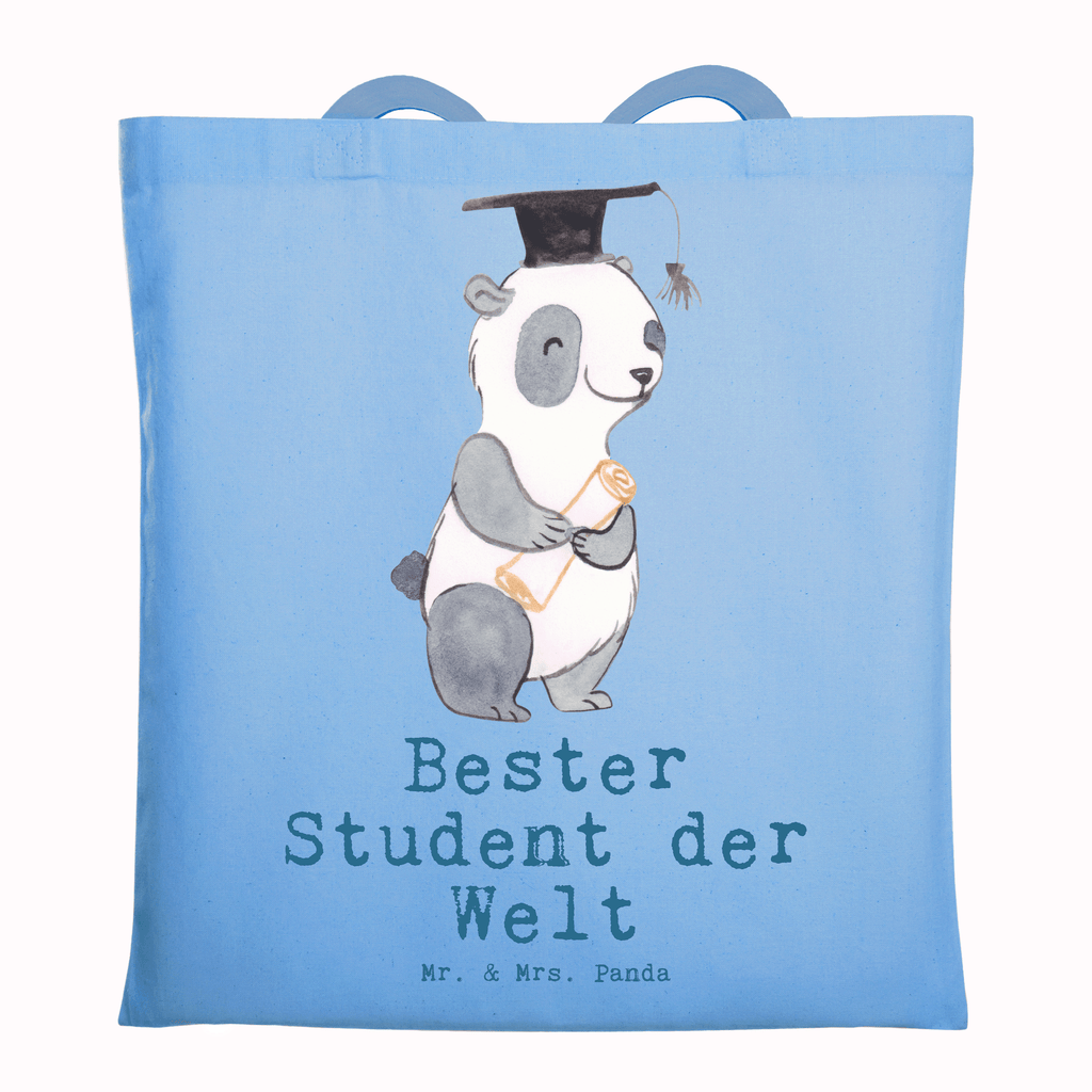 Tragetasche Panda Bester Student der Welt Beuteltasche, Beutel, Einkaufstasche, Jutebeutel, Stoffbeutel, Tasche, Shopper, Umhängetasche, Strandtasche, Schultertasche, Stofftasche, Tragetasche, Badetasche, Jutetasche, Einkaufstüte, Laptoptasche, für, Dankeschön, Geschenk, Schenken, Geburtstag, Geburtstagsgeschenk, Geschenkidee, Danke, Bedanken, Mitbringsel, Freude machen, Geschenktipp, Student, Studium, Sohn, Spaß, Musterschüler, lustig, Studienabschluss, witzig, Universität, Abschluss, Alumni, Uni, Studenten, Hochschule