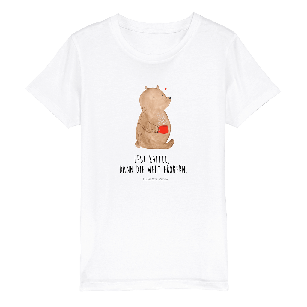 Organic Kinder T-Shirt Bär Kaffee Kinder T-Shirt, Kinder T-Shirt Mädchen, Kinder T-Shirt Jungen, Bär, Teddy, Teddybär, Kaffee, Coffee, Bären, guten Morgen, Morgenroutine, Welt erobern, Welt retten, Motivation