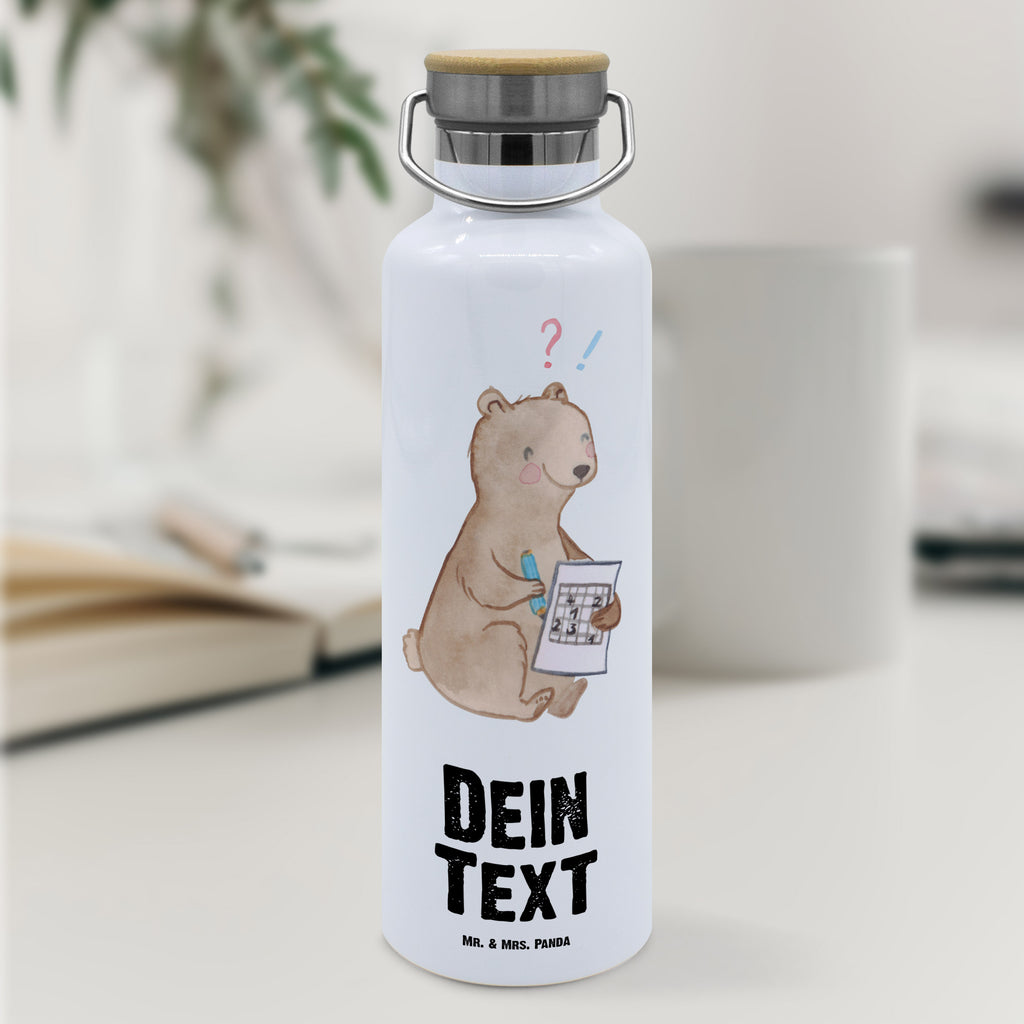 Personalisierte Trinkflasche Bär Rätsel lösen Personalisierte Trinkflasche, Trinkflasche mit Namen, Trinkflasche bedrucken, Flasche personalisiert, Trinkflasch mit Aufdruck, Trinkflasche Werbegeschenk, Namensaufdruck Trinkflasche, Sportflasche personalisiert, Trinkflasche Sport, Geschenk, Sport, Sportart, Hobby, Schenken, Danke, Dankeschön, Auszeichnung, Gewinn, Sportler, Rätsel lösen, Kreuzworträtsel lösen, Knobeln, Gedächtnistraining, Gedächtnissport