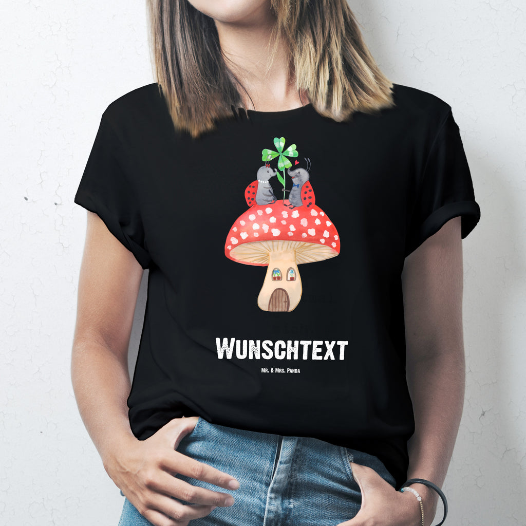 Personalisiertes T-Shirt Marienkäfer Paar Fliegenpilz T-Shirt Personalisiert, T-Shirt mit Namen, T-Shirt mit Aufruck, Männer, Frauen, Wunschtext, Bedrucken, Tiermotive, Gute Laune, lustige Sprüche, Tiere, Haus, Wohnung, zuhause, Fliegenpilz, Marienkäfer, Fleigenpilzhaus