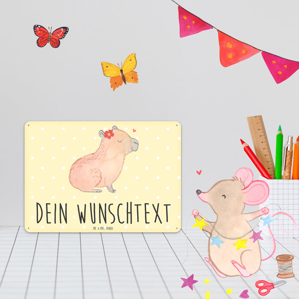 Personalisiertes Blechschild Capybara Blume Blechschild, Metallschild, Geschenk Schild, Schild, Magnet-Metall-Schild, Deko Schild, Wandschild, Wand-Dekoration, Türschild, Tiermotive, Gute Laune, lustige Sprüche, Tiere, Capybara