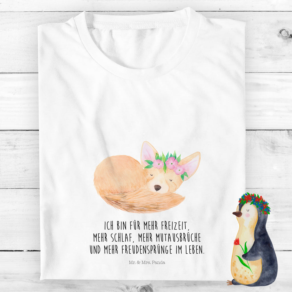 Organic Kinder T-Shirt Wüstenfuchs Blumen Kinder T-Shirt, Kinder T-Shirt Mädchen, Kinder T-Shirt Jungen, Afrika, Wildtiere, Wüste, Wüstenfuchs, Blumen, Blumenkranz, Glücklich