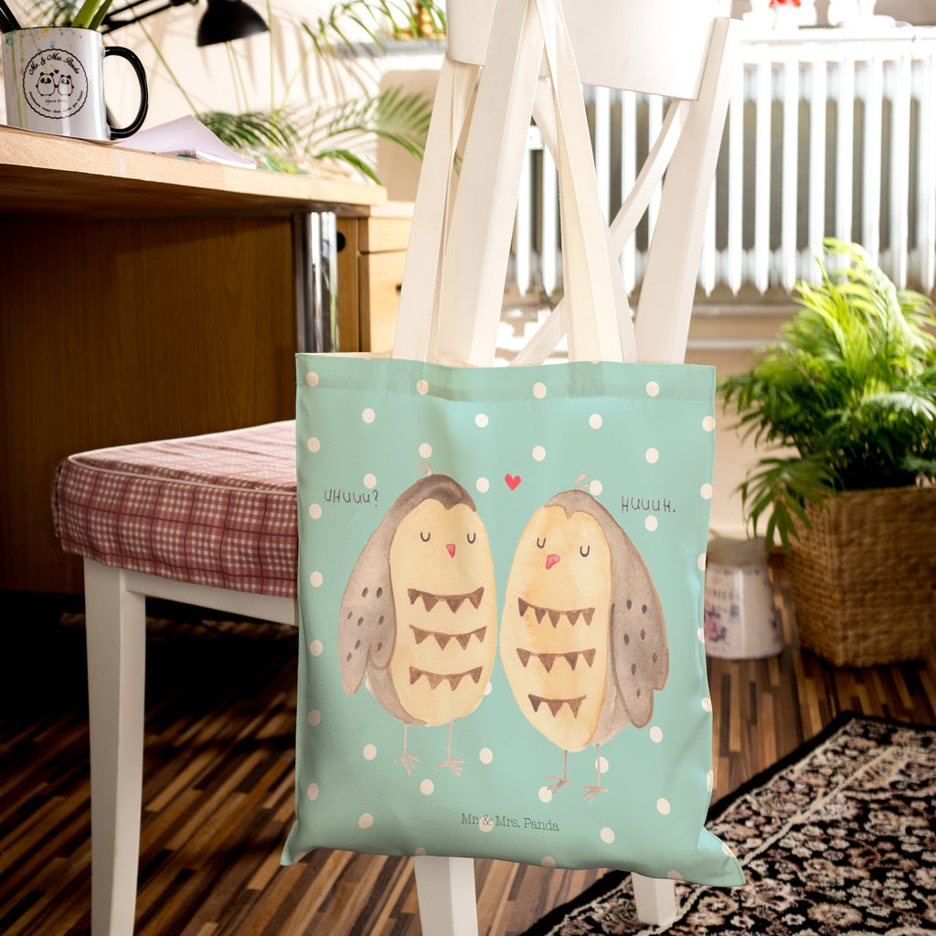 Einkaufstasche Eulen Liebe Tragetasche, Tasche, Beutel, Stofftasche, Baumwolltasche, Umhängetasche, Shopper, Einkaufstasche, Beuteltasche, Eule, Eule Deko, Liebe, Hochzeit Spruch, Owl, All you need is love, Liebe Spruch, Freundin Geschenk, Freund, Wortspiel lustig