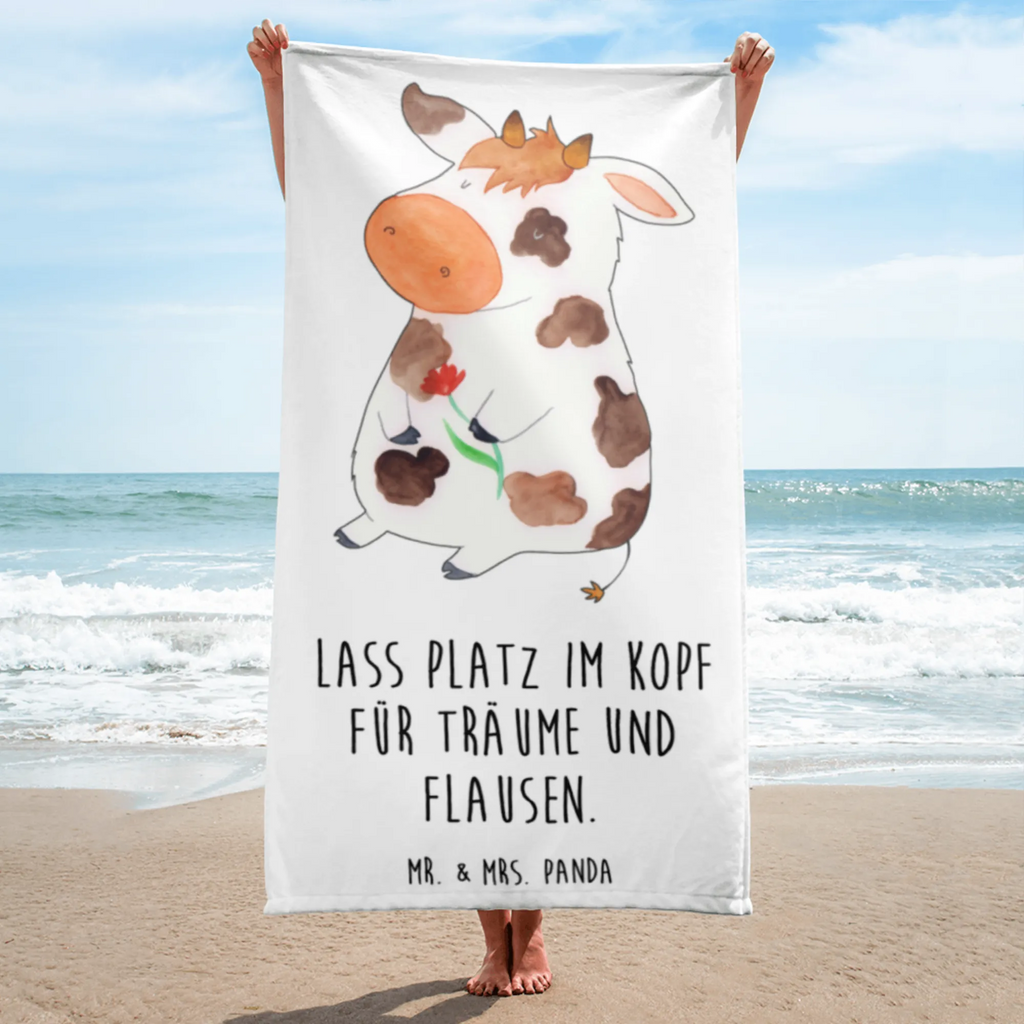 XL Badehandtuch Kuh Handtuch, Badetuch, Duschtuch, Strandtuch, Saunatuch, Bauernhof, Hoftiere, Landwirt, Landwirtin, Kuh, Kühe, Träume, Flausen, Spruch, Magie, Motivtion, Hof, Milch, Milchkuh