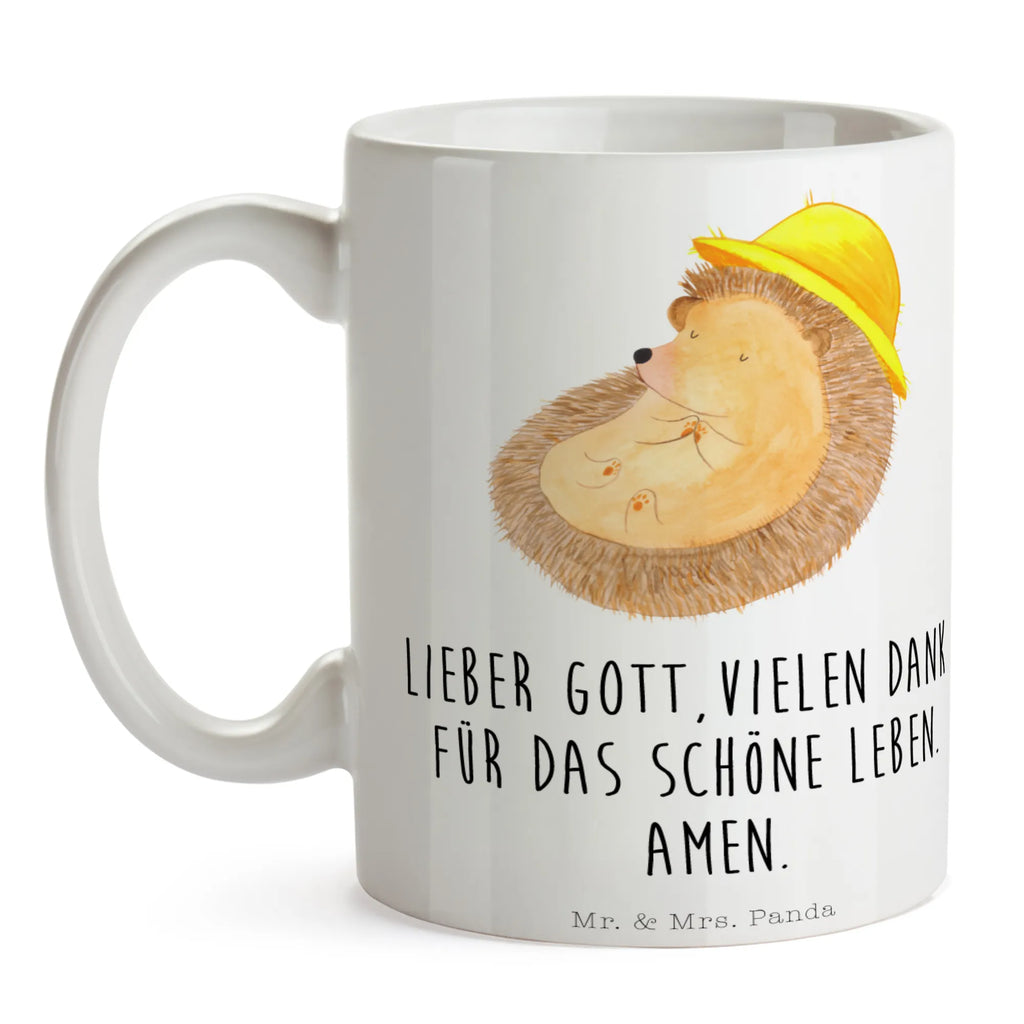 Tasse Igel betet Tasse, Kaffeetasse, Teetasse, Becher, Kaffeebecher, Teebecher, Keramiktasse, Porzellantasse, Büro Tasse, Geschenk Tasse, Tasse Sprüche, Tasse Motive, Kaffeetassen, Tasse bedrucken, Designer Tasse, Cappuccino Tassen, Schöne Teetassen, Tiermotive, Gute Laune, lustige Sprüche, Tiere, Igel, Igel mit Hut, Sonnenhut, Gott, Amen, beten, Leben, Dankbarkeit, Dankbar sein, dankbar, genießen