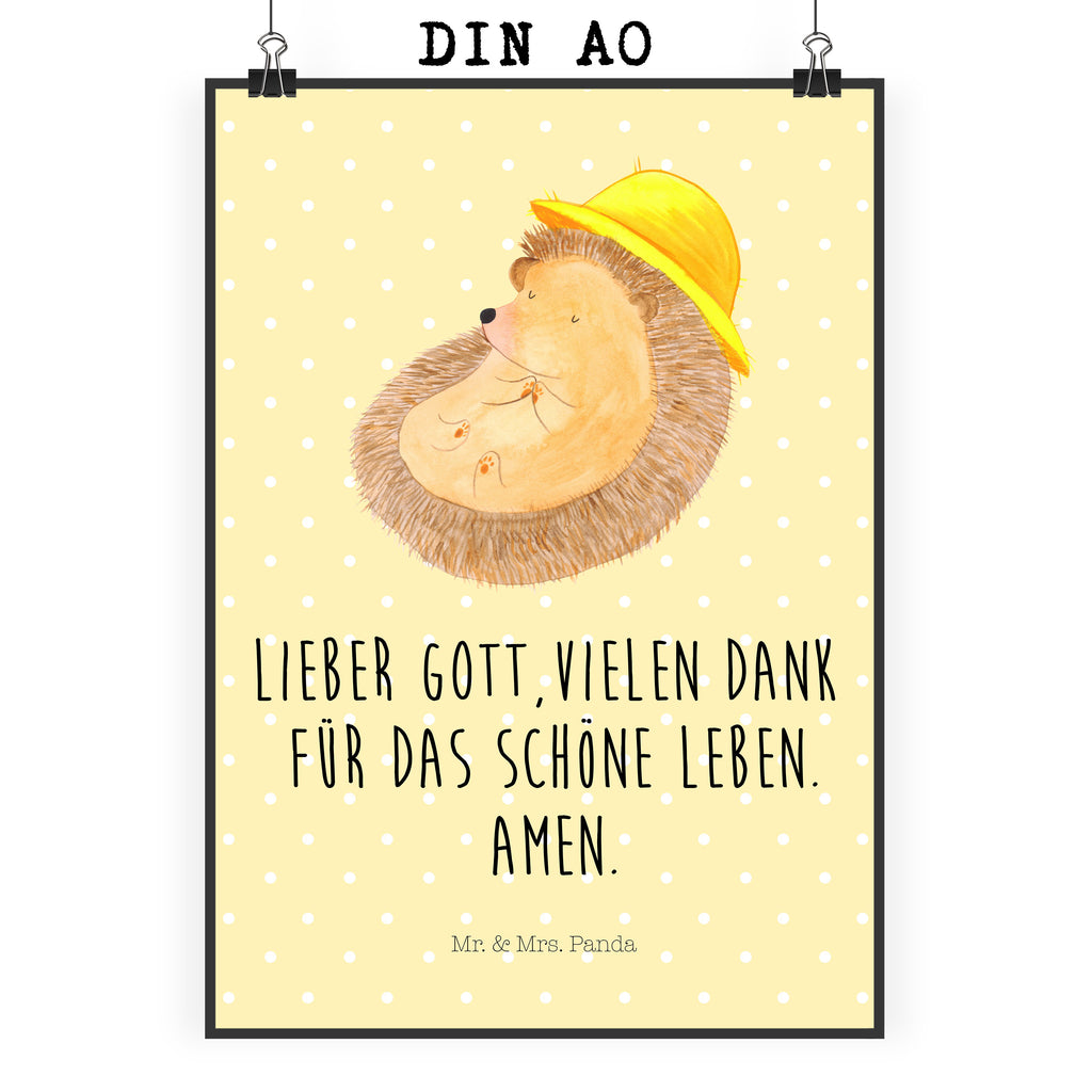 Poster Igel Beten Poster, Wandposter, Bild, Wanddeko, Küchenposter, Kinderposter, Wanddeko Bild, Raumdekoration, Wanddekoration, Handgemaltes Poster, Mr. & Mrs. Panda Poster, Designposter, Kunstdruck, Posterdruck, Tiermotive, Gute Laune, lustige Sprüche, Tiere, Igel, Igel mit Hut, Sonnenhut, Gott, Amen, beten, Leben, Dankbarkeit, Dankbar sein, dankbar, genießen