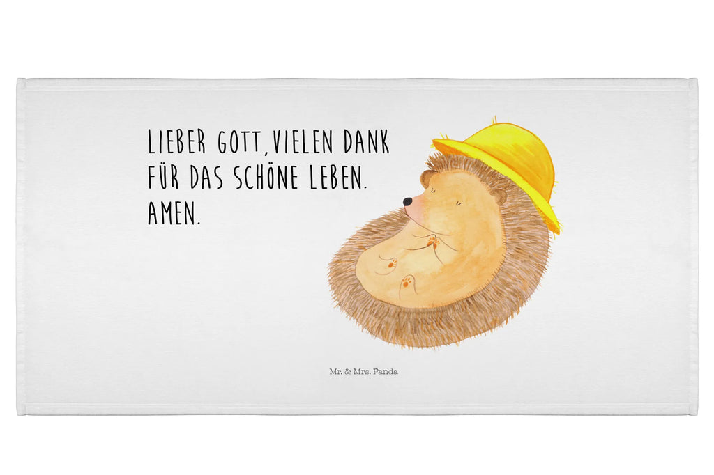 Handtuch Igel Beten Handtuch, Badehandtuch, Badezimmer, Handtücher, groß, Kinder, Baby, Tiermotive, Gute Laune, lustige Sprüche, Tiere, Igel, Igel mit Hut, Sonnenhut, Gott, Amen, beten, Leben, Dankbarkeit, Dankbar sein, dankbar, genießen