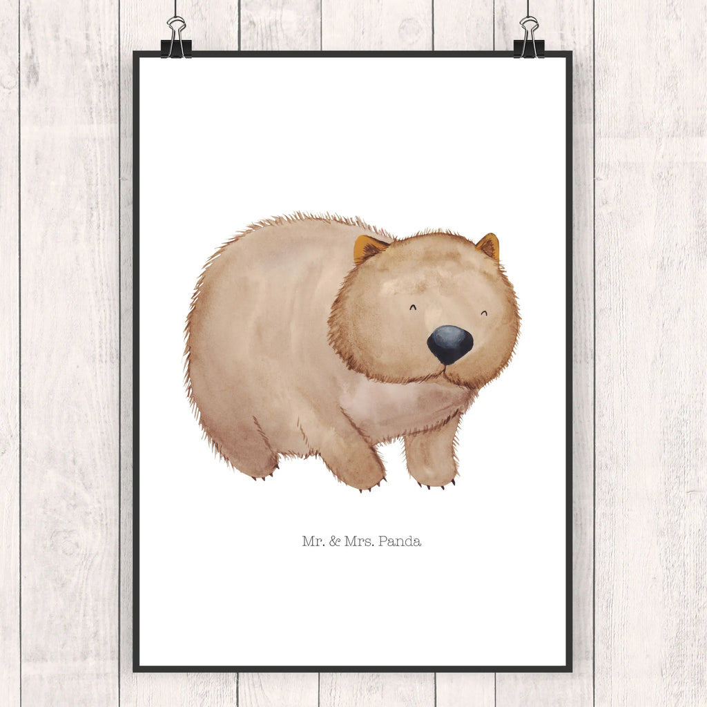 Poster Wombat Poster, Wandposter, Bild, Wanddeko, Küchenposter, Kinderposter, Wanddeko Bild, Raumdekoration, Wanddekoration, Handgemaltes Poster, Mr. & Mrs. Panda Poster, Designposter, Kunstdruck, Posterdruck, Tiermotive, Gute Laune, lustige Sprüche, Tiere, Wombat, Das Leben ist schön, Motivation, Spruch, Australien