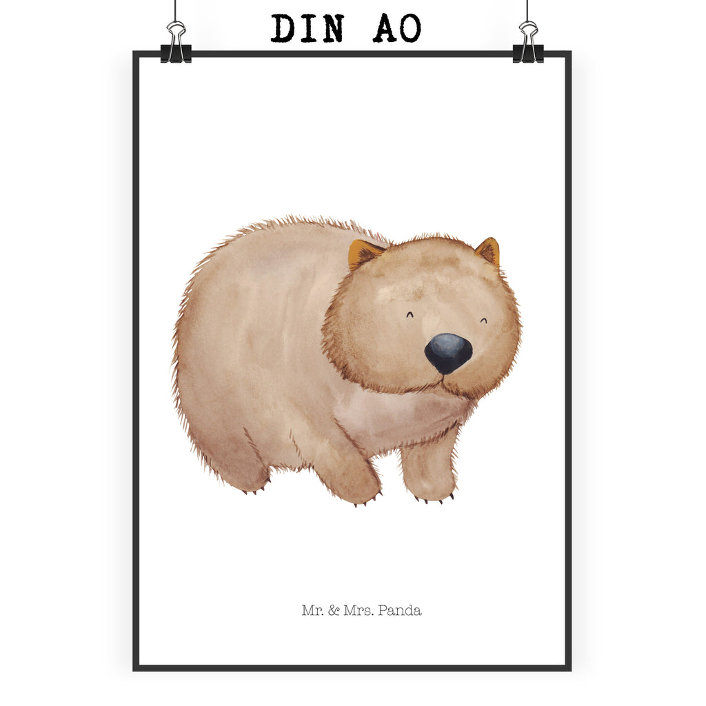 Poster Wombat Poster, Wandposter, Bild, Wanddeko, Küchenposter, Kinderposter, Wanddeko Bild, Raumdekoration, Wanddekoration, Handgemaltes Poster, Mr. & Mrs. Panda Poster, Designposter, Kunstdruck, Posterdruck, Tiermotive, Gute Laune, lustige Sprüche, Tiere, Wombat, Das Leben ist schön, Motivation, Spruch, Australien