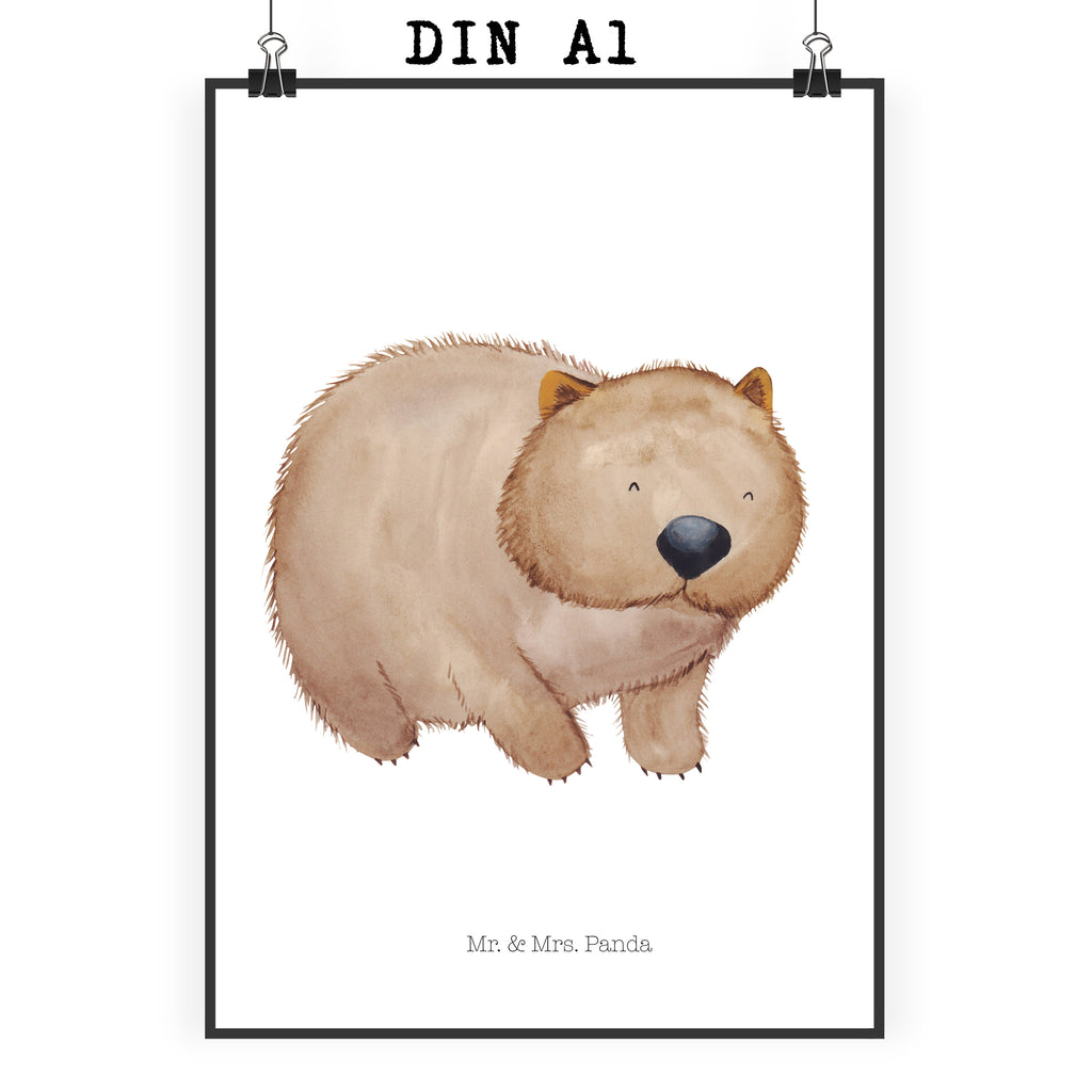 Poster Wombat Poster, Wandposter, Bild, Wanddeko, Küchenposter, Kinderposter, Wanddeko Bild, Raumdekoration, Wanddekoration, Handgemaltes Poster, Mr. & Mrs. Panda Poster, Designposter, Kunstdruck, Posterdruck, Tiermotive, Gute Laune, lustige Sprüche, Tiere, Wombat, Das Leben ist schön, Motivation, Spruch, Australien