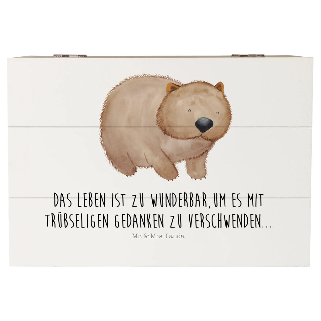 Holzkiste Wombat Holzkiste, Kiste, Schatzkiste, Truhe, Schatulle, XXL, Erinnerungsbox, Erinnerungskiste, Dekokiste, Aufbewahrungsbox, Geschenkbox, Geschenkdose, Tiermotive, Gute Laune, lustige Sprüche, Tiere, Wombat, Das Leben ist schön, Motivation, Spruch, Australien