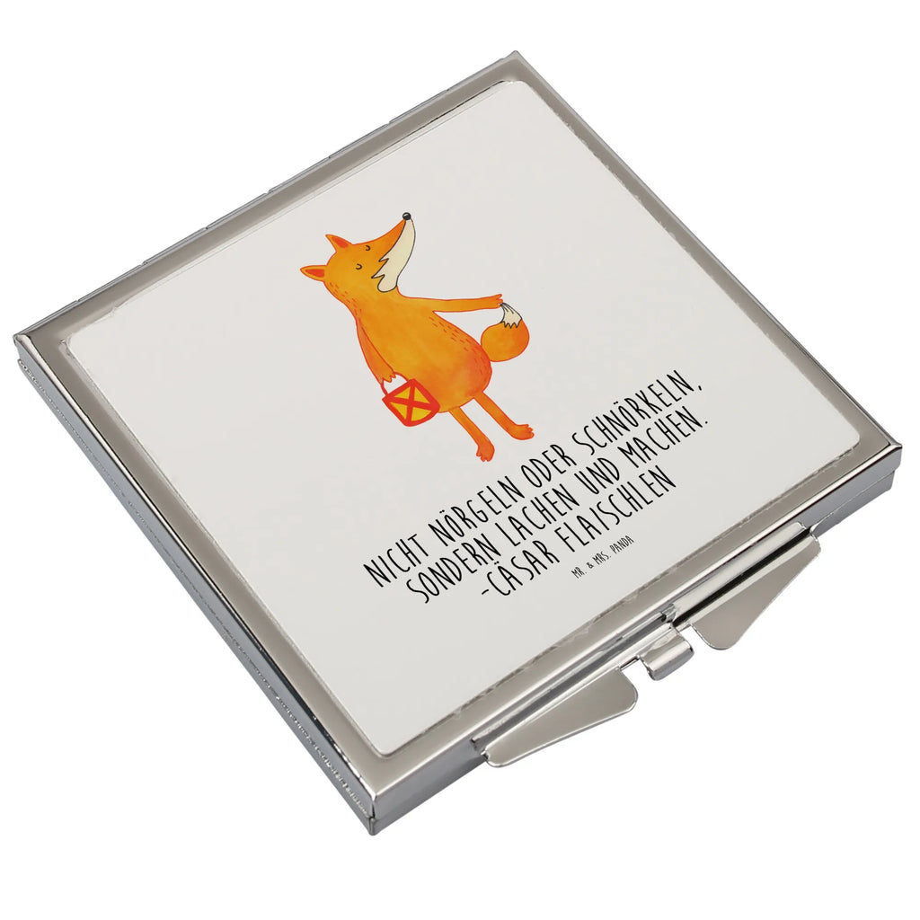 Handtaschenspiegel quadratisch Fuchs Laterne Spiegel, Handtasche, Quadrat, silber, schminken, Schminkspiegel, Fuchs, Füchse, Spruch trösten, Liebeskummer Spruch, Laterne, Sankt Martin, Laternenumzug, Aufmuntern, Cäsar Otto Hugo Flaischlen