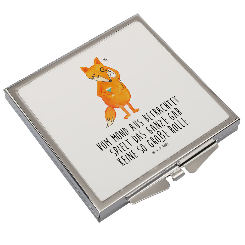 Handtaschenspiegel quadratisch Fuchs Lord Spiegel, Handtasche, Quadrat, silber, schminken, Schminkspiegel, Fuchs, Füchse, tröstende Worte, Spruch lustig, Liebeskummer Geschenk, Motivation Spruch, Problemlösung