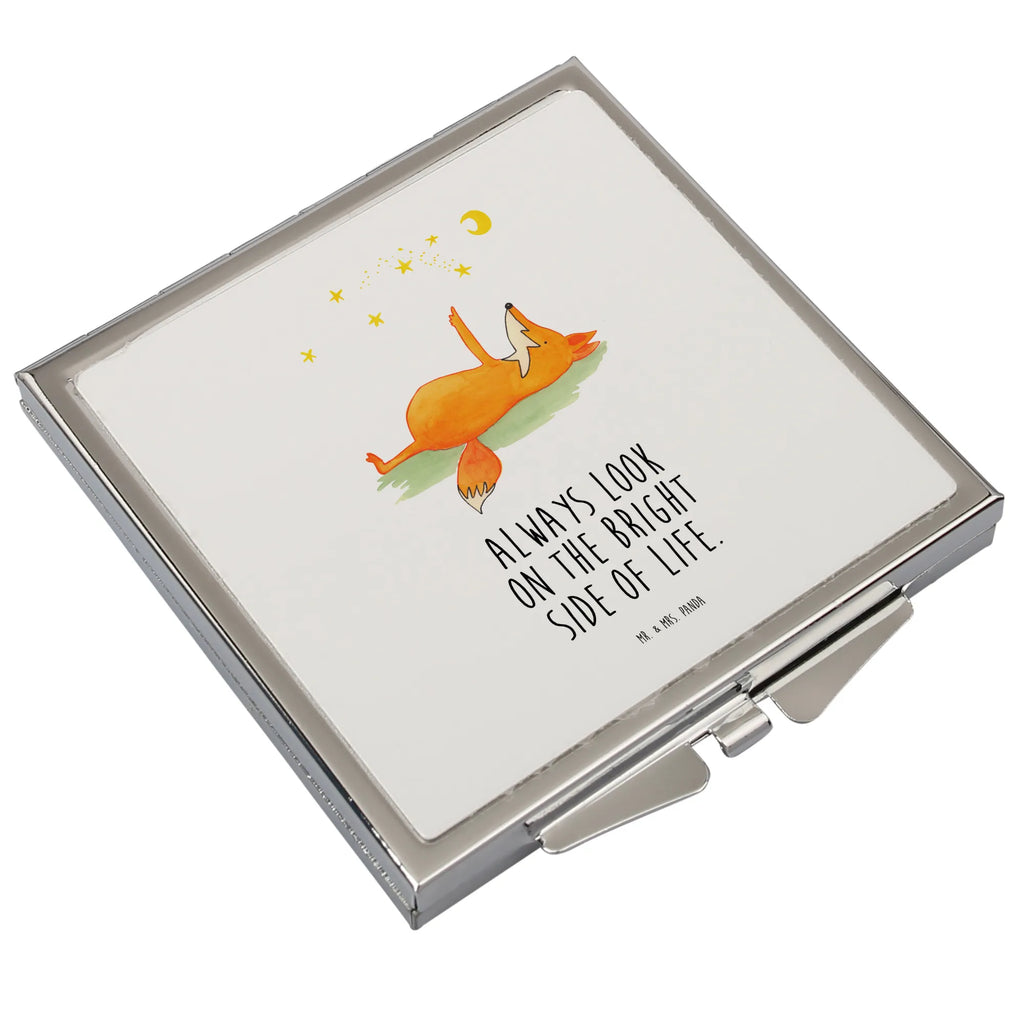 Handtaschenspiegel quadratisch Fuchs Sterne Spiegel, Handtasche, Quadrat, silber, schminken, Schminkspiegel, Fuchs, Füchse, tröstende Worte, Spruch positiv, Spruch schön, Romantik, Always Look on the Bright Side of Life