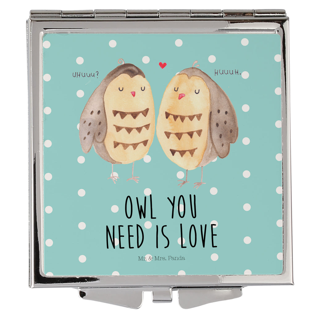 Handtaschenspiegel quadratisch Eulen Liebe Spiegel, Handtasche, Quadrat, silber, schminken, Schminkspiegel, Eule, Eule Deko, Liebe, Hochzeit Spruch, Owl, All you need is love, Liebe Spruch, Freundin Geschenk, Freund, Wortspiel lustig