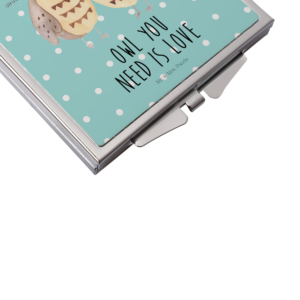 Handtaschenspiegel quadratisch Eulen Liebe Spiegel, Handtasche, Quadrat, silber, schminken, Schminkspiegel, Eule, Eule Deko, Liebe, Hochzeit Spruch, Owl, All you need is love, Liebe Spruch, Freundin Geschenk, Freund, Wortspiel lustig