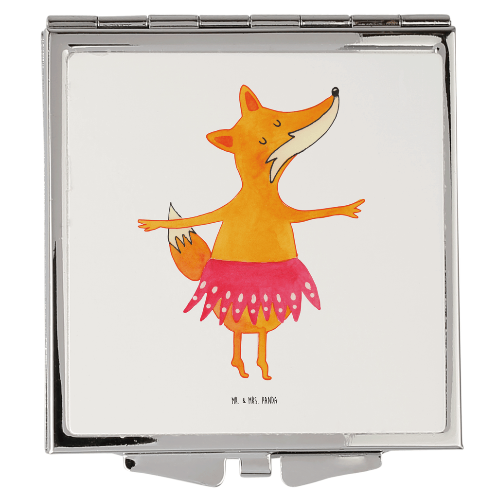 Handtaschenspiegel quadratisch Fuchs Ballerina Spiegel, Handtasche, Quadrat, silber, schminken, Schminkspiegel, Fuchs, Fuchs Spruch, Füchse, Füchsin, Ballerina, Ballett, Tänzerin, Tanzen, Party, Einladung, Geburtstag