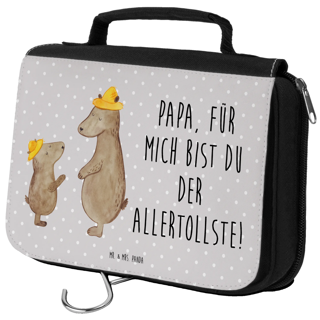 Kulturbeutel Bären mit Hut Kulturbeutel, Zum Aufhängen, Waschtasche, Kosmetiktasche, Damen, Herren, Aufbewahrungstasche, Schminktasche, Kosmetikbeutel, Organizer, Kulturtasche, Schminkutensil, Familie, Vatertag, Muttertag, Bruder, Schwester, Mama, Papa, Oma, Opa, Bär, Bären, Vater, Papi, Paps, Dad, Daddy, Lieblingsmensch, Sohn, Söhne, Kind, Kinder, Vater-Sohn, Family, Vorbild