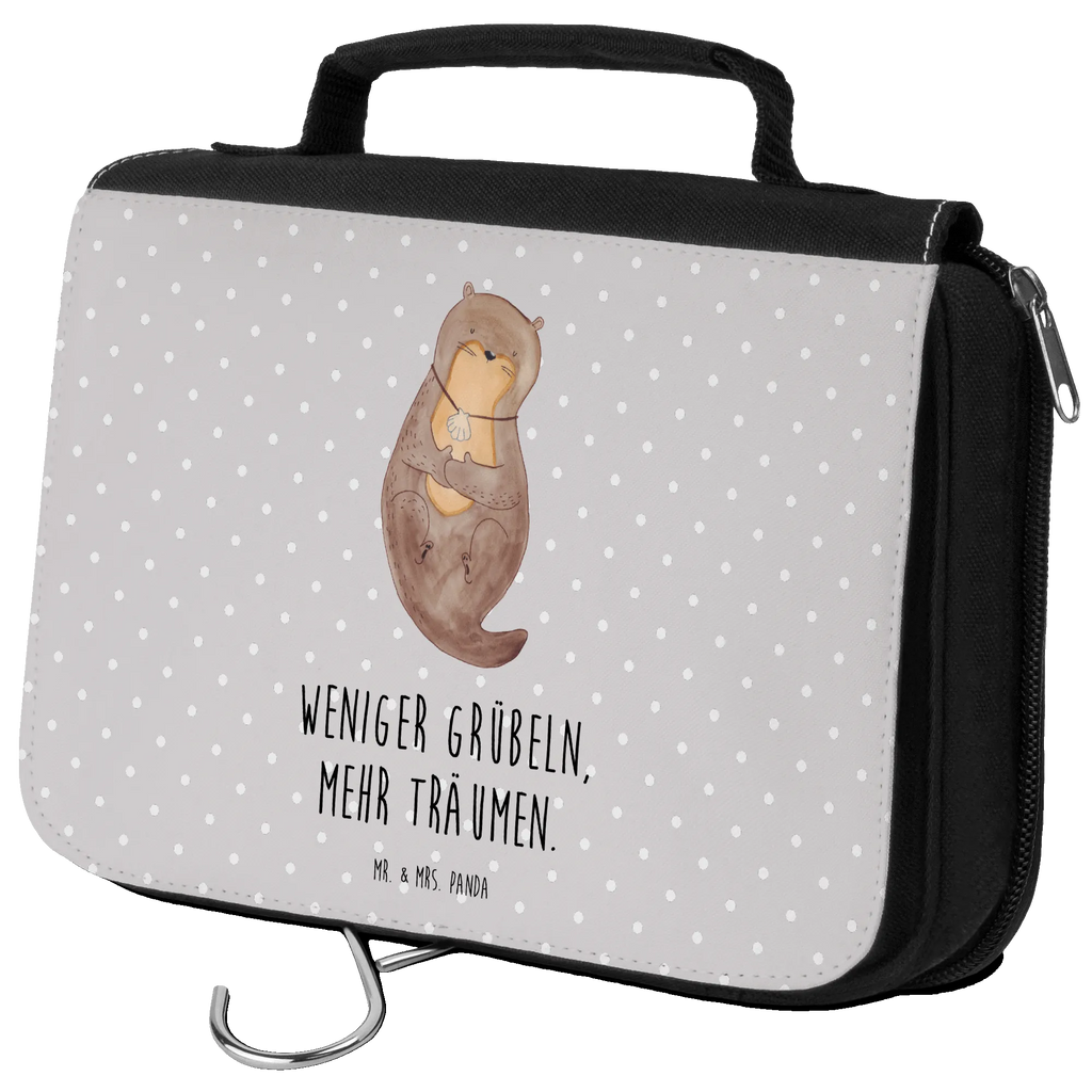 Kulturbeutel Otter Muschel Kulturbeutel, Zum Aufhängen, Waschtasche, Kosmetiktasche, Damen, Herren, Aufbewahrungstasche, Schminktasche, Kosmetikbeutel, Organizer, Kulturtasche, Schminkutensil, Otter, Fischotter, Seeotter, Otterliebe, grübeln, träumen, Motivation, Tagträumen, Büro