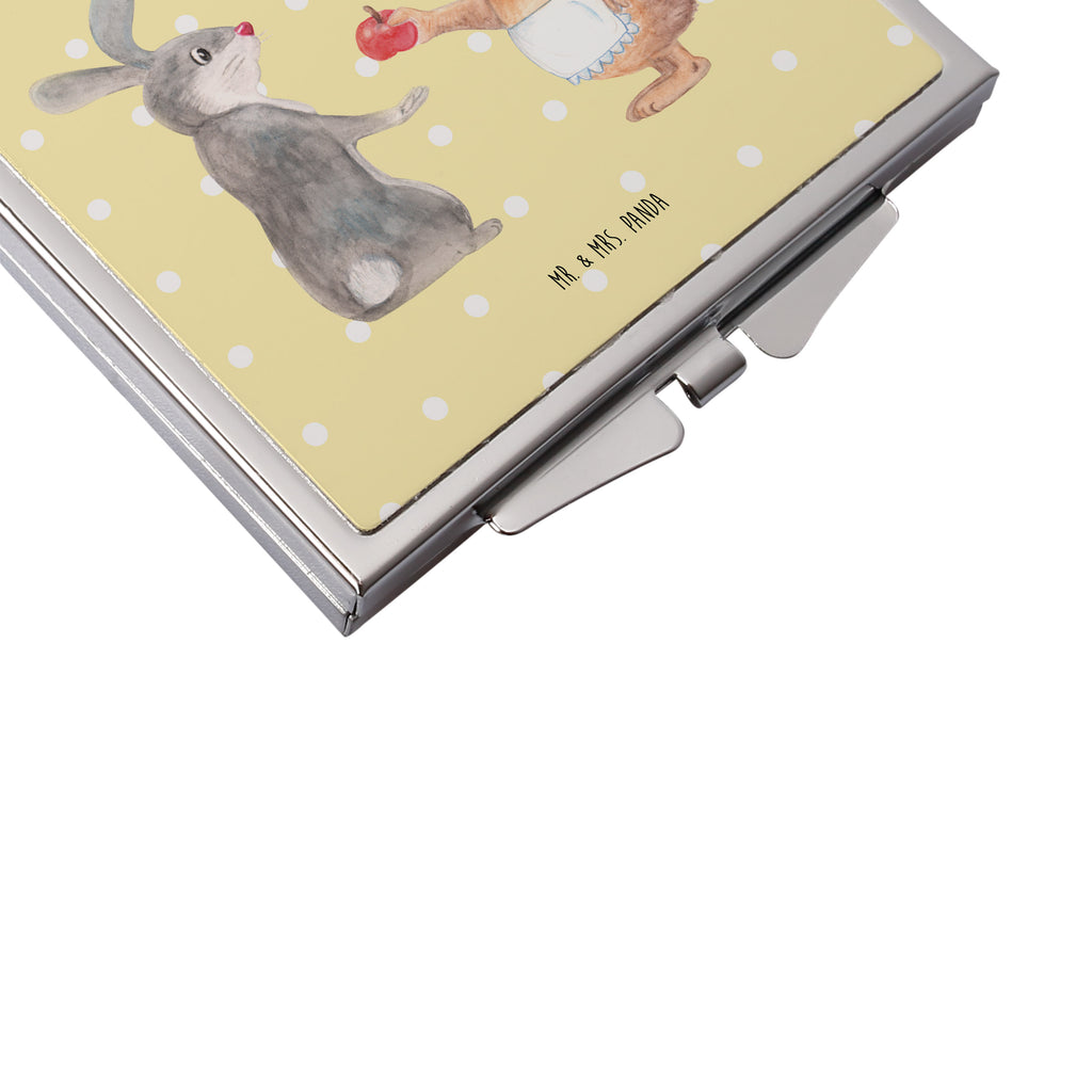 Handtaschenspiegel quadratisch Hase Igel Spiegel, Handtasche, Quadrat, silber, schminken, Schminkspiegel, Tiermotive, Gute Laune, lustige Sprüche, Tiere, Igel und Hase, Igel, Hase, Liebe Spruch, Liebeskummer Geschenk, Herzschmerz, Trösten, Trennungsschmerz, Spruch romantisch