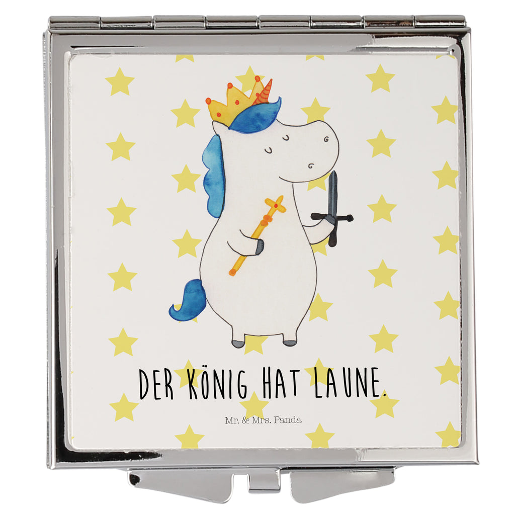 Handtaschenspiegel quadratisch Einhorn König mit Schwert Spiegel, Handtasche, Quadrat, silber, schminken, Schminkspiegel, Einhorn, Einhörner, Einhorn Deko, Unicorn, König, Ritter, Mittelalter