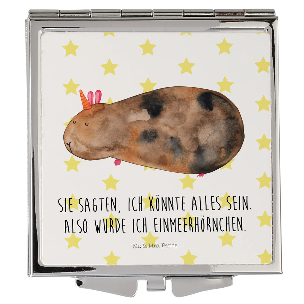 Handtaschenspiegel quadratisch Einhorn Meerschweinchen Spiegel, Handtasche, Quadrat, silber, schminken, Schminkspiegel, Einhorn, Einhörner, Einhorn Deko, Unicorn, Meerhörnchen, Meericorn, Meerschwein, Meerschweinchen