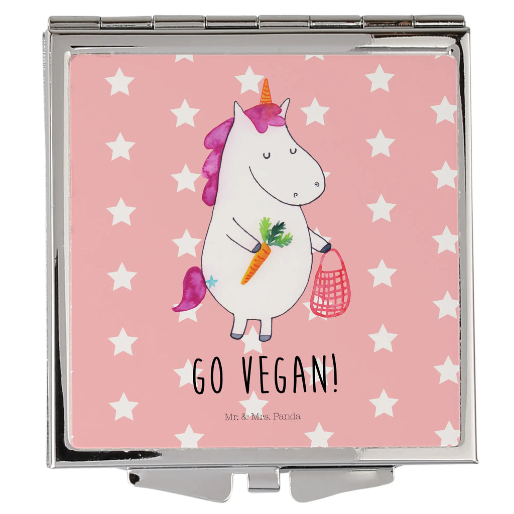 Handtaschenspiegel quadratisch Einhorn Vegan Spiegel, Handtasche, Quadrat, silber, schminken, Schminkspiegel, Einhorn, Einhörner, Einhorn Deko, Pegasus, Unicorn, vegan, Gesund leben, Vegetariar, Rohkost, Gesund essen, Veganismus, Veganer