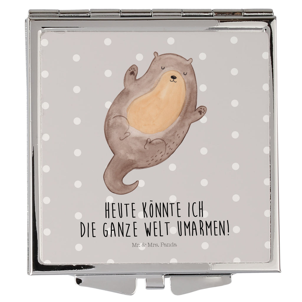 Handtaschenspiegel quadratisch Otter Umarmen Spiegel, Handtasche, Quadrat, silber, schminken, Schminkspiegel, Otter, Fischotter, Seeotter, Otter Seeotter See Otter