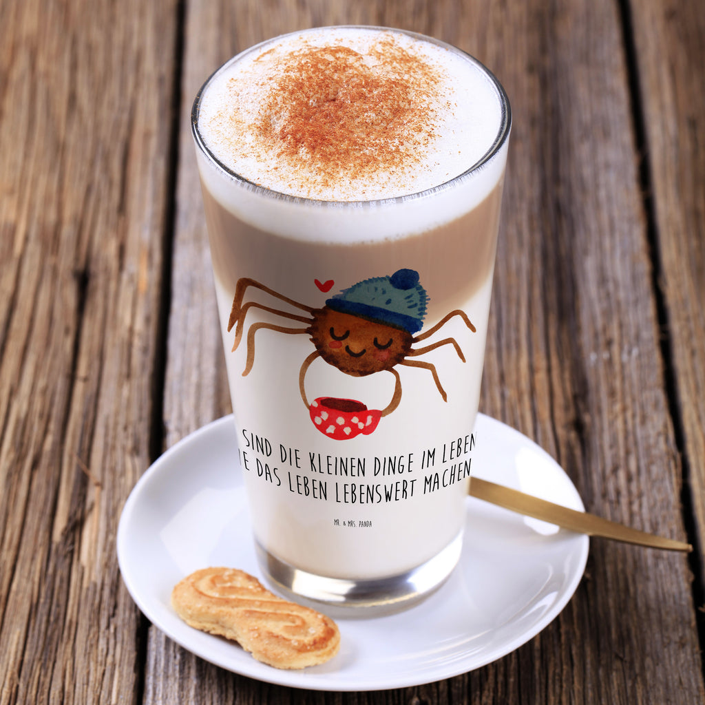 Glas Spinne Agathe Kaffee Cappuccino Glas, Glas, Cappuccino Tasse, Latte Macchiato, Spinne Agathe, Spinne, Agathe, Videos, Merchandise, Kaffee, Morgen, Morgenmuffel, Lebensweisheiten, Weiser Spruch