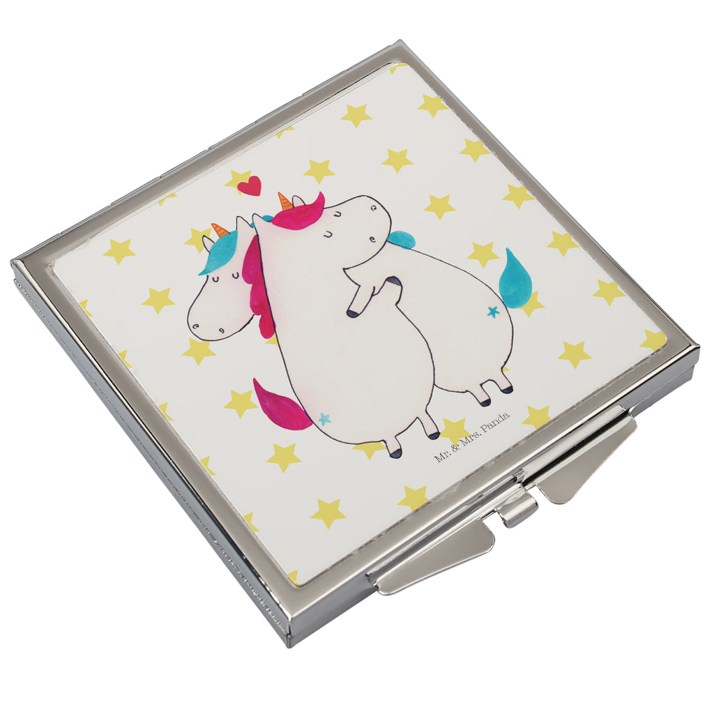 Handtaschenspiegel quadratisch Einhorn Mitteilung Spiegel, Handtasche, Quadrat, silber, schminken, Schminkspiegel, Einhorn, Einhörner, Einhorn Deko, Pegasus, Unicorn, Valentinstag, Valentine, Liebe, Geschenk, Partner, Ehe, lustig, witzig, Spruch