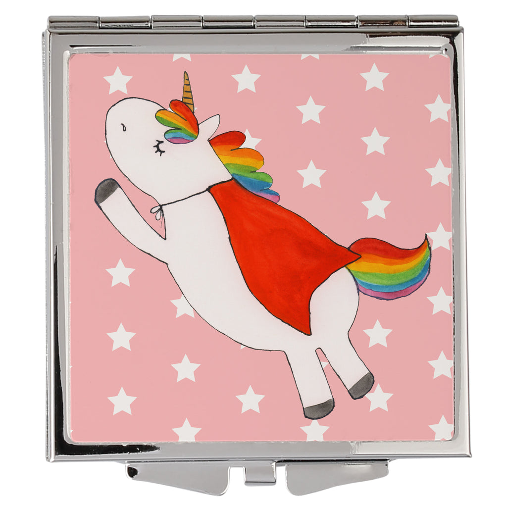 Handtaschenspiegel quadratisch Einhorn Super Spiegel, Handtasche, Quadrat, silber, schminken, Schminkspiegel, Einhorn, Einhörner, Einhorn Deko, Pegasus, Unicorn, Traummann, Superheld, Held, Freundin, Geschenk, Girl, Mädchen