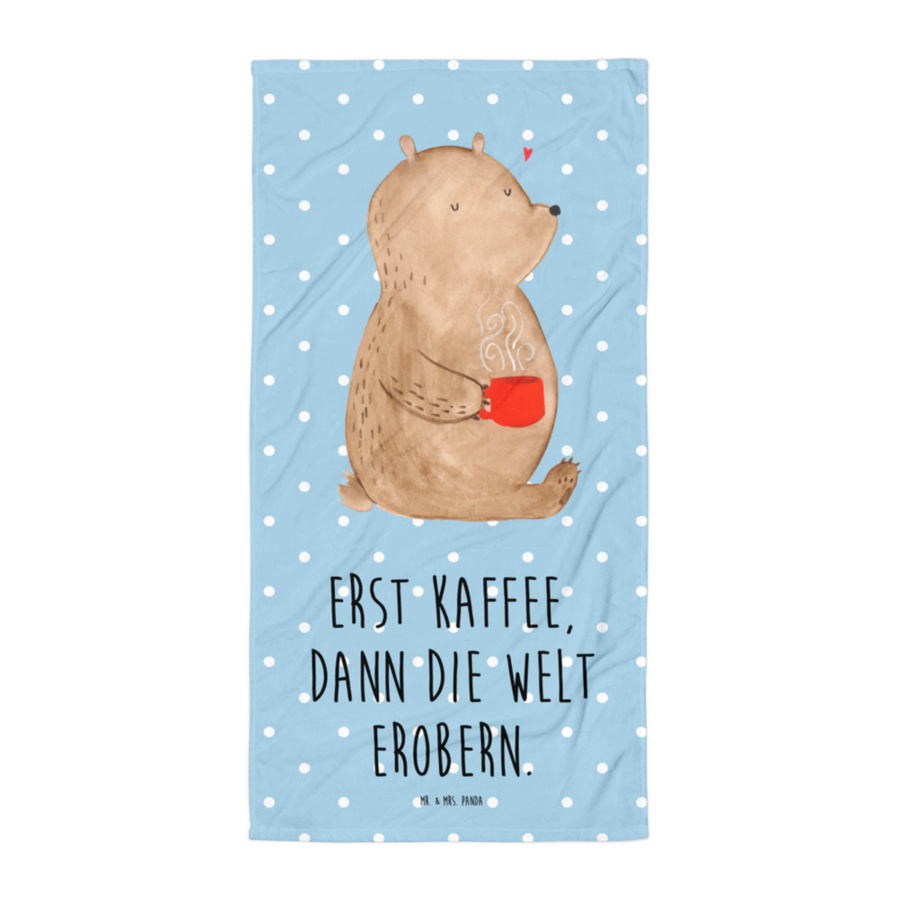 XL Badehandtuch Bär Kaffee Handtuch, Badetuch, Duschtuch, Strandtuch, Saunatuch, Bär, Teddy, Teddybär, Kaffee, Coffee, Bären, guten Morgen, Morgenroutine, Welt erobern, Welt retten, Motivation