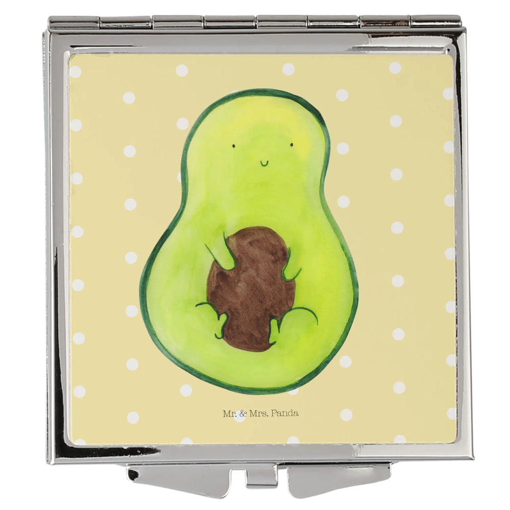 Handtaschenspiegel quadratisch Avocado Kern Spiegel, Handtasche, Quadrat, silber, schminken, Schminkspiegel, Avocado, Veggie, Vegan, Gesund, Avokado, Avocadokern, Kern, Pflanze, Spruch Leben