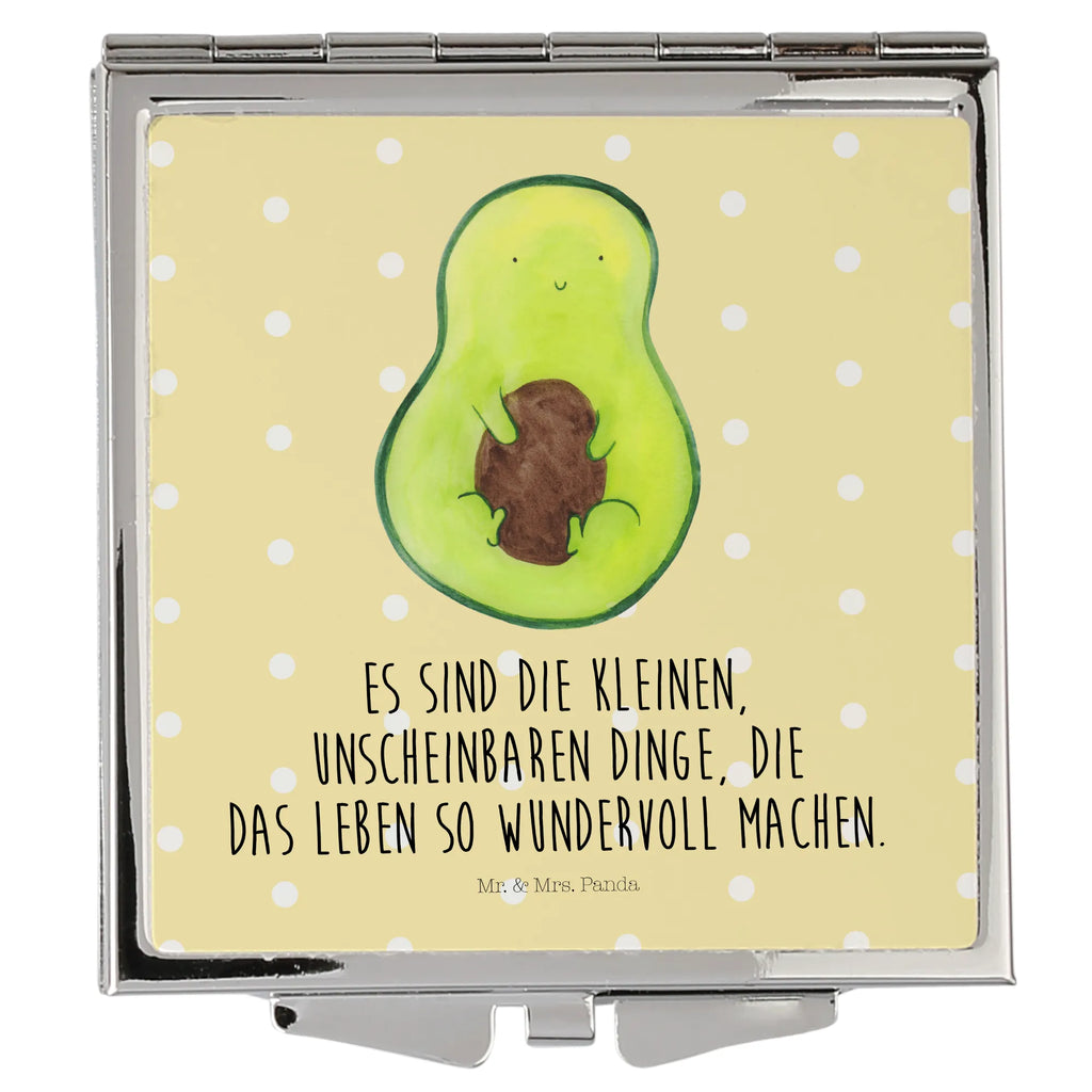 Handtaschenspiegel quadratisch Avocado Kern Spiegel, Handtasche, Quadrat, silber, schminken, Schminkspiegel, Avocado, Veggie, Vegan, Gesund, Avokado, Avocadokern, Kern, Pflanze, Spruch Leben