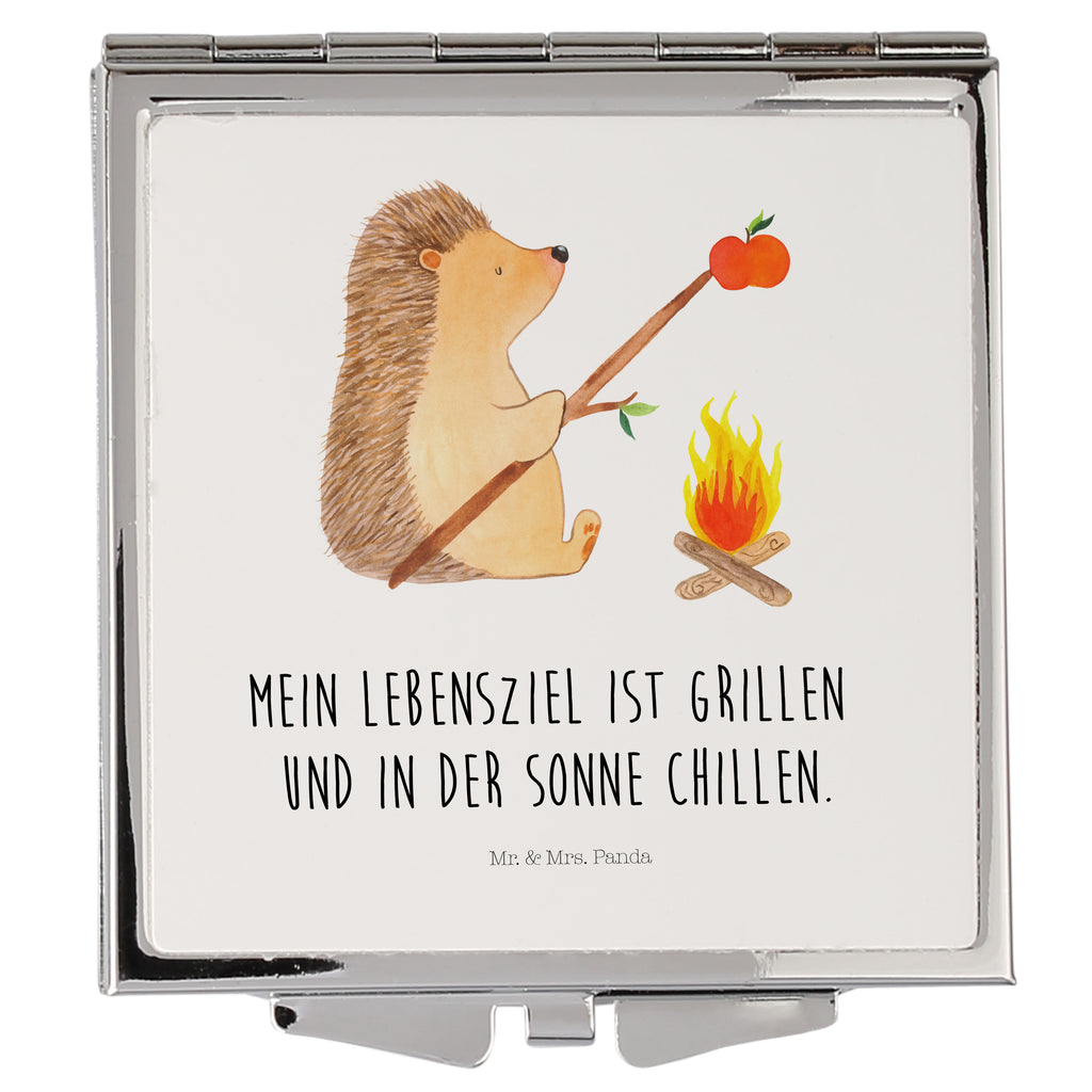 Handtaschenspiegel quadratisch Igel Grillen Spiegel, Handtasche, Quadrat, silber, schminken, Schminkspiegel, Tiermotive, Gute Laune, lustige Sprüche, Tiere, Igel, Grillen, Ziele, Motivation, arbeitslos, Sinn des Lebens, Spruch