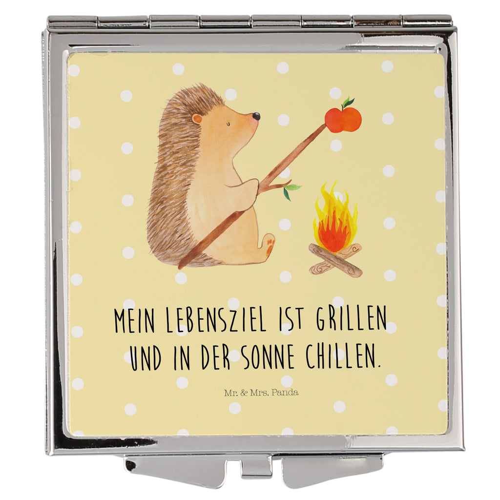 Handtaschenspiegel quadratisch Igel Grillen Spiegel, Handtasche, Quadrat, silber, schminken, Schminkspiegel, Tiermotive, Gute Laune, lustige Sprüche, Tiere, Igel, Grillen, Ziele, Motivation, arbeitslos, Sinn des Lebens, Spruch