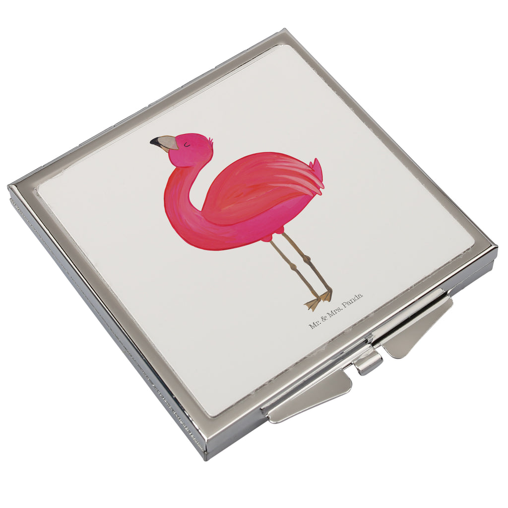 Handtaschenspiegel quadratisch Flamingo Stolz Spiegel, Handtasche, Quadrat, silber, schminken, Schminkspiegel, Flamingo, stolz, Freude, Selbstliebe, Selbstakzeptanz, Freundin, beste Freundin, Tochter, Mama, Schwester