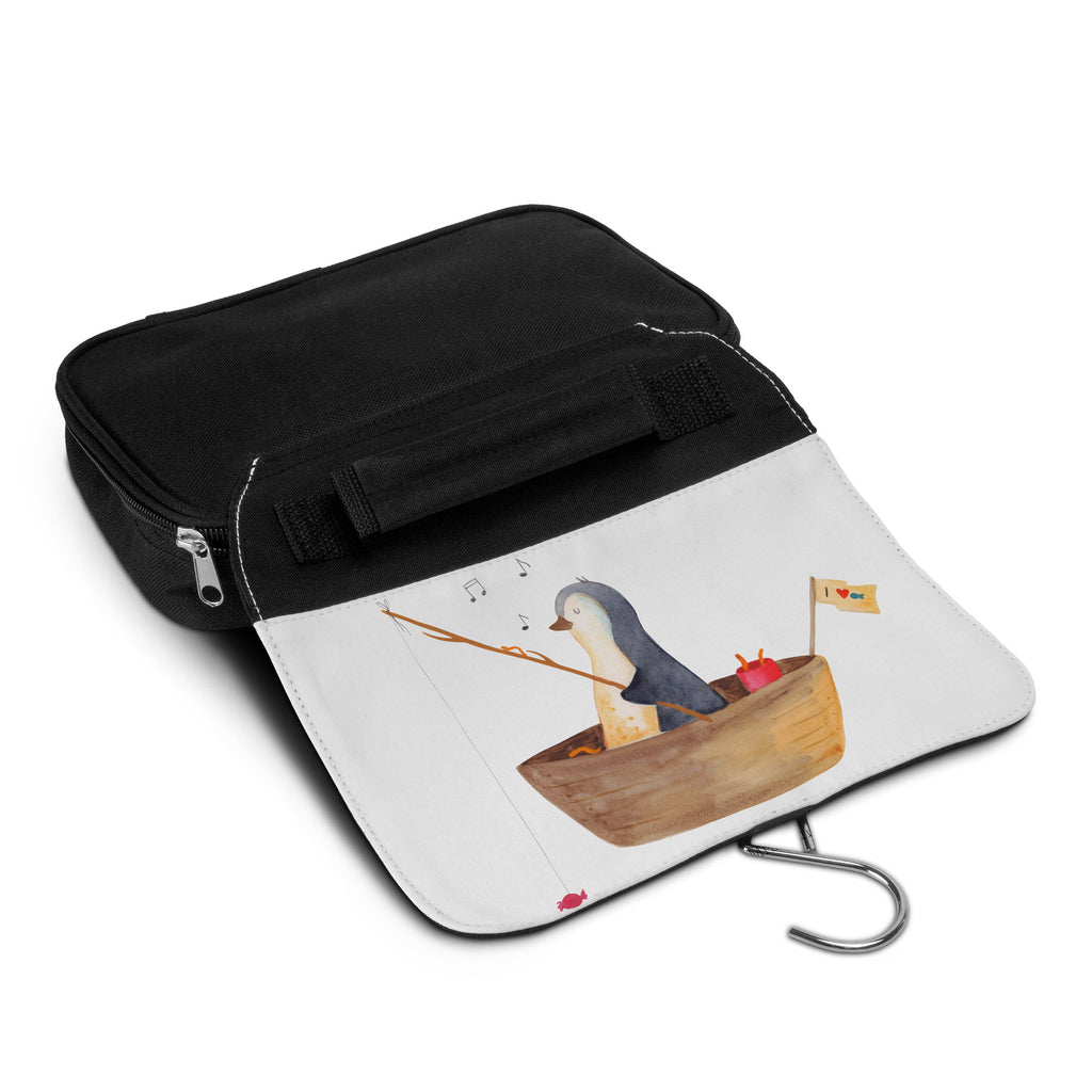 Kulturbeutel Pinguin Angelboot Kulturbeutel, Zum Aufhängen, Waschtasche, Kosmetiktasche, Damen, Herren, Aufbewahrungstasche, Schminktasche, Kosmetikbeutel, Organizer, Kulturtasche, Schminkutensil, Pinguin, Pinguine, Angeln, Boot, Angelboot, Lebenslust, Leben, genießen, Motivation, Neustart, Neuanfang, Trennung, Scheidung, Geschenkidee Liebeskummer