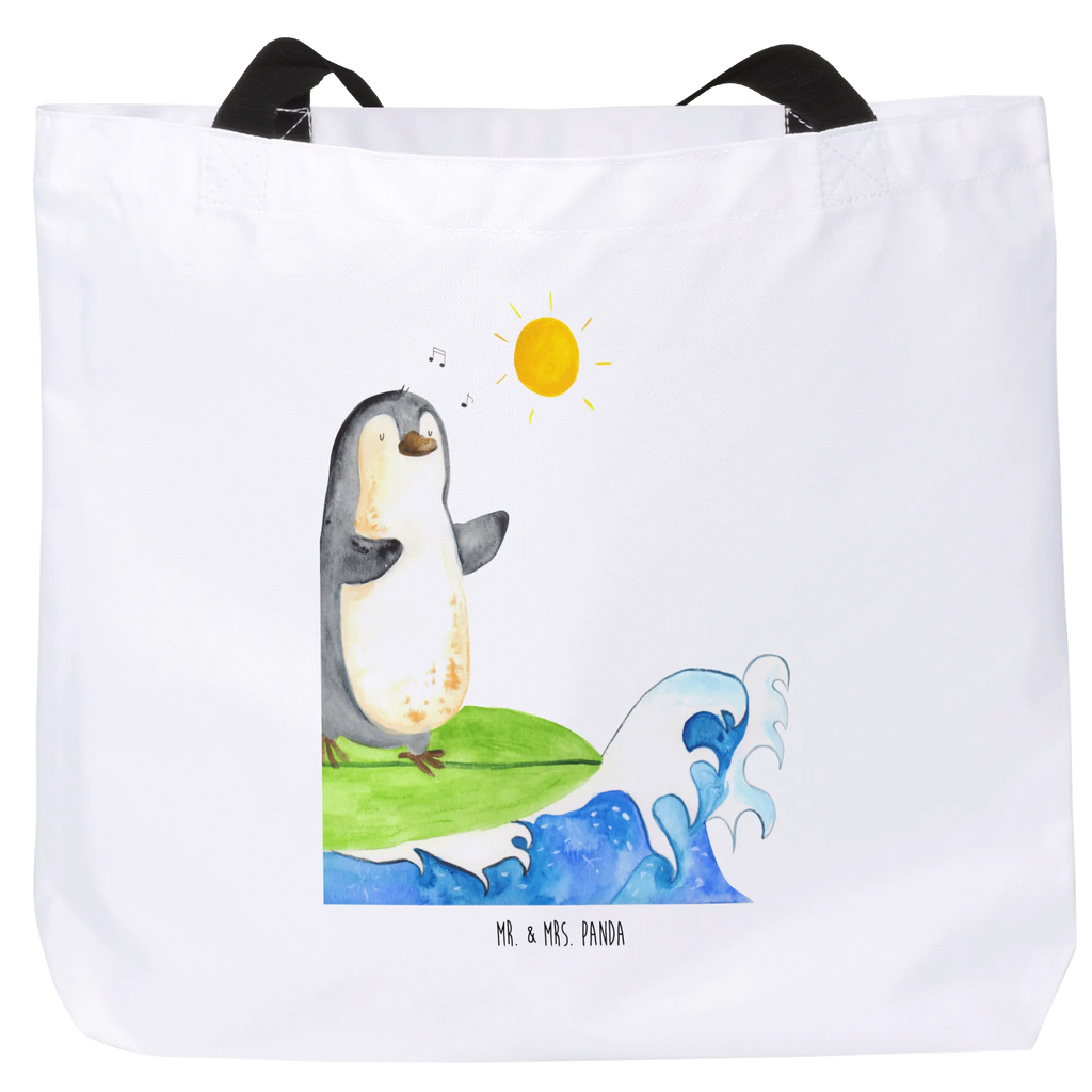 Shopper Pinguin Surfer Beutel, Einkaufstasche, Tasche, Strandtasche, Einkaufsbeutel, Shopper, Schultasche, Freizeittasche, Tragebeutel, Schulbeutel, Alltagstasche, Pinguin, Pinguine, surfen, Surfer, Hawaii, Urlaub, Wellen, Wellen reiten, Portugal