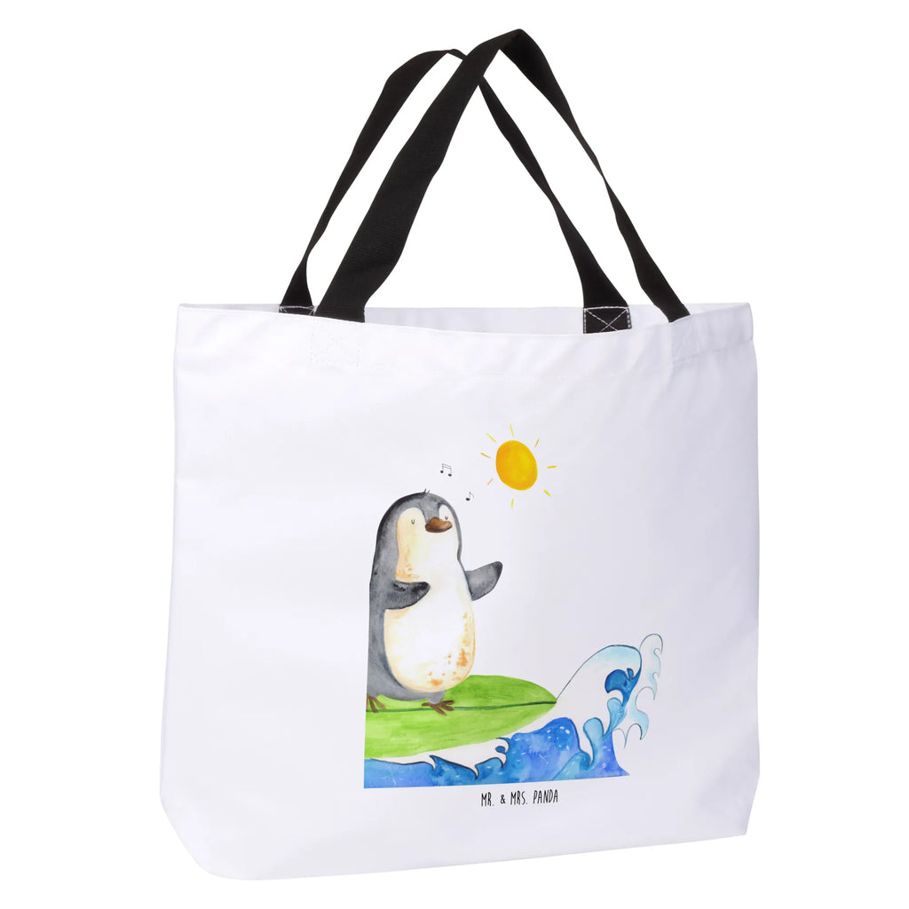 Shopper Pinguin Surfer Beutel, Einkaufstasche, Tasche, Strandtasche, Einkaufsbeutel, Shopper, Schultasche, Freizeittasche, Tragebeutel, Schulbeutel, Alltagstasche, Pinguin, Pinguine, surfen, Surfer, Hawaii, Urlaub, Wellen, Wellen reiten, Portugal