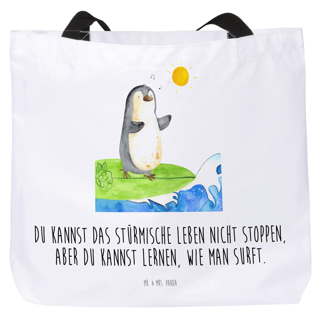 Shopper Pinguin Surfer Beutel, Einkaufstasche, Tasche, Strandtasche, Einkaufsbeutel, Shopper, Schultasche, Freizeittasche, Tragebeutel, Schulbeutel, Alltagstasche, Pinguin, Pinguine, surfen, Surfer, Hawaii, Urlaub, Wellen, Wellen reiten, Portugal