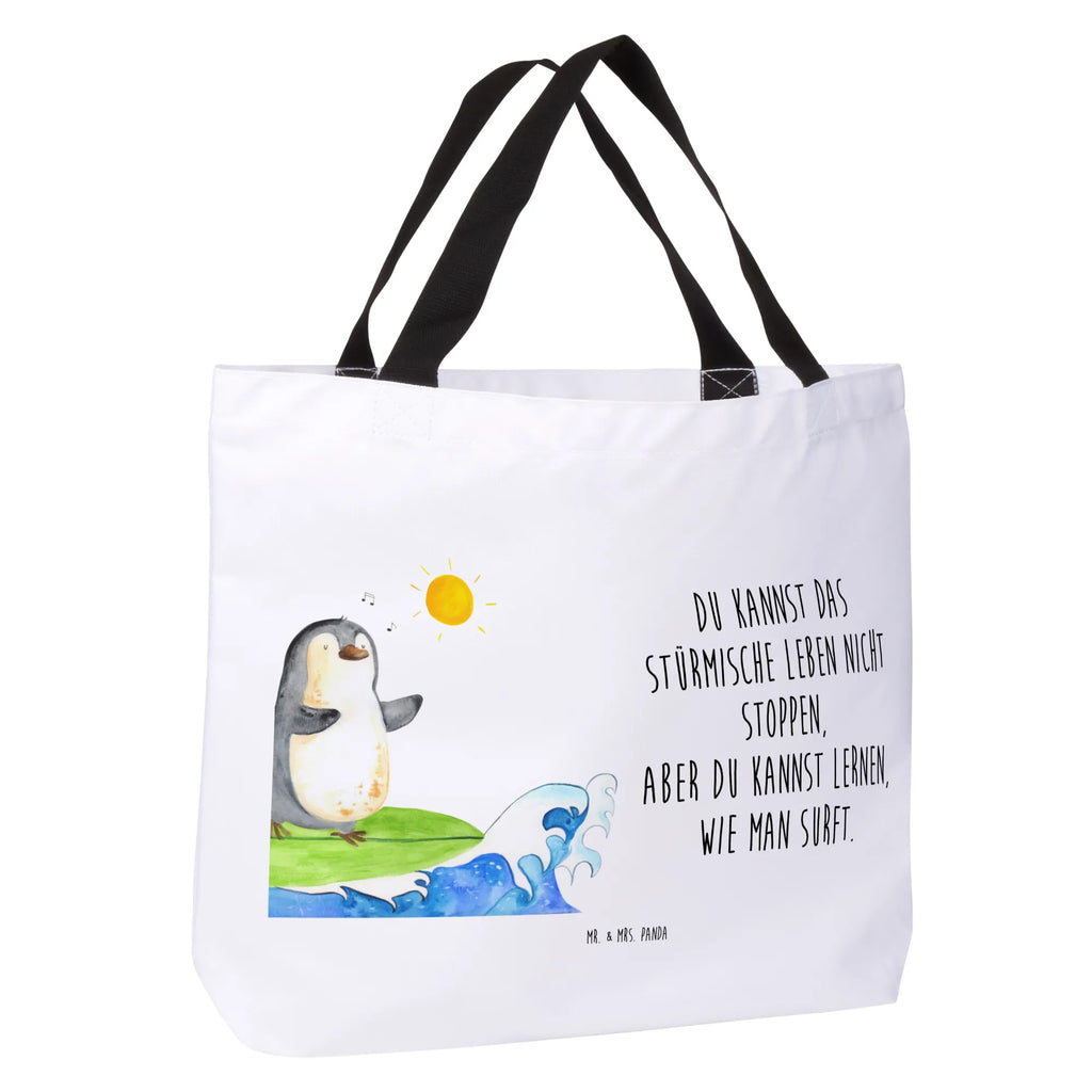 Shopper Pinguin Surfer Beutel, Einkaufstasche, Tasche, Strandtasche, Einkaufsbeutel, Shopper, Schultasche, Freizeittasche, Tragebeutel, Schulbeutel, Alltagstasche, Pinguin, Pinguine, surfen, Surfer, Hawaii, Urlaub, Wellen, Wellen reiten, Portugal