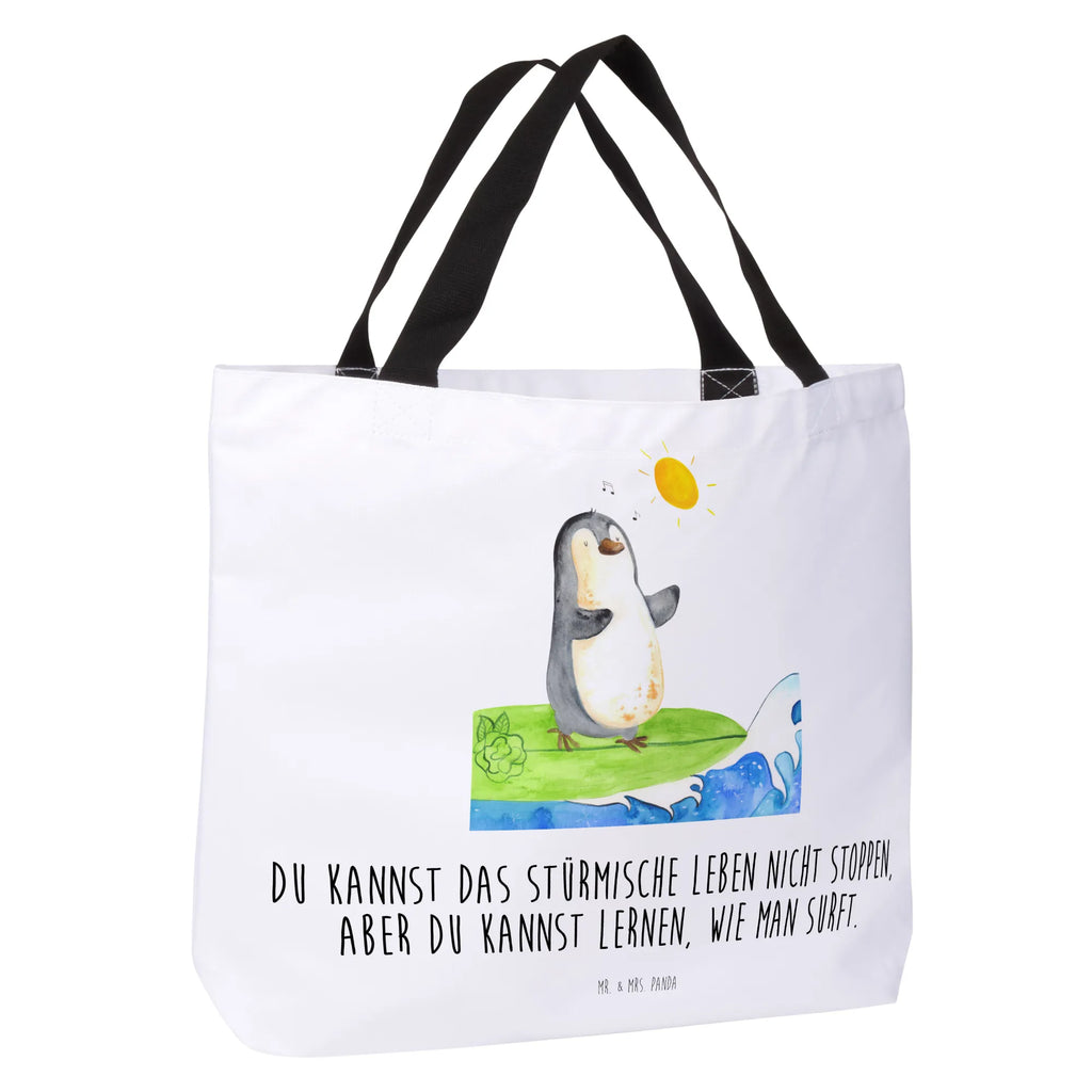 Shopper Pinguin Surfer Beutel, Einkaufstasche, Tasche, Strandtasche, Einkaufsbeutel, Shopper, Schultasche, Freizeittasche, Tragebeutel, Schulbeutel, Alltagstasche, Pinguin, Pinguine, surfen, Surfer, Hawaii, Urlaub, Wellen, Wellen reiten, Portugal