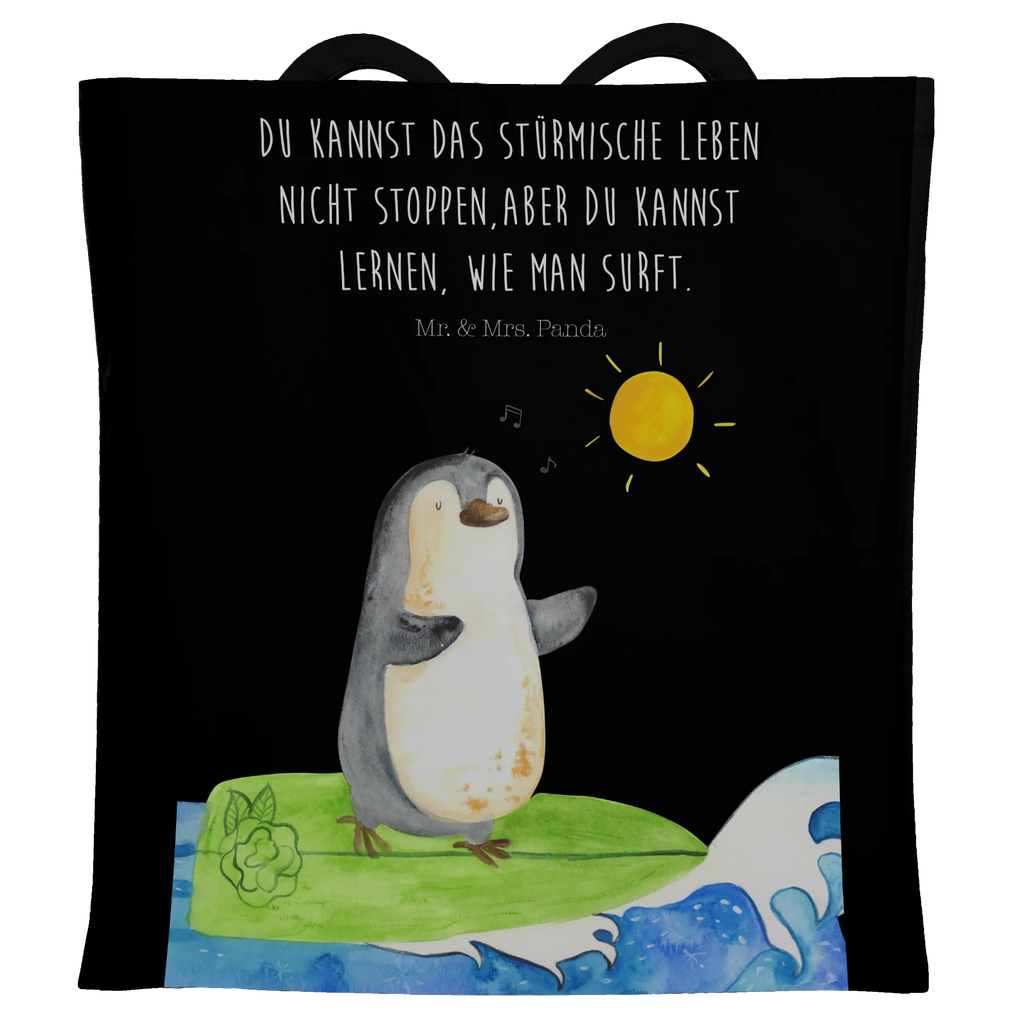 Tragetasche Pinguin Surfer Beuteltasche, Beutel, Einkaufstasche, Jutebeutel, Stoffbeutel, Tasche, Shopper, Umhängetasche, Strandtasche, Schultertasche, Stofftasche, Tragetasche, Badetasche, Jutetasche, Einkaufstüte, Laptoptasche, Pinguin, Pinguine, surfen, Surfer, Hawaii, Urlaub, Wellen, Wellen reiten, Portugal