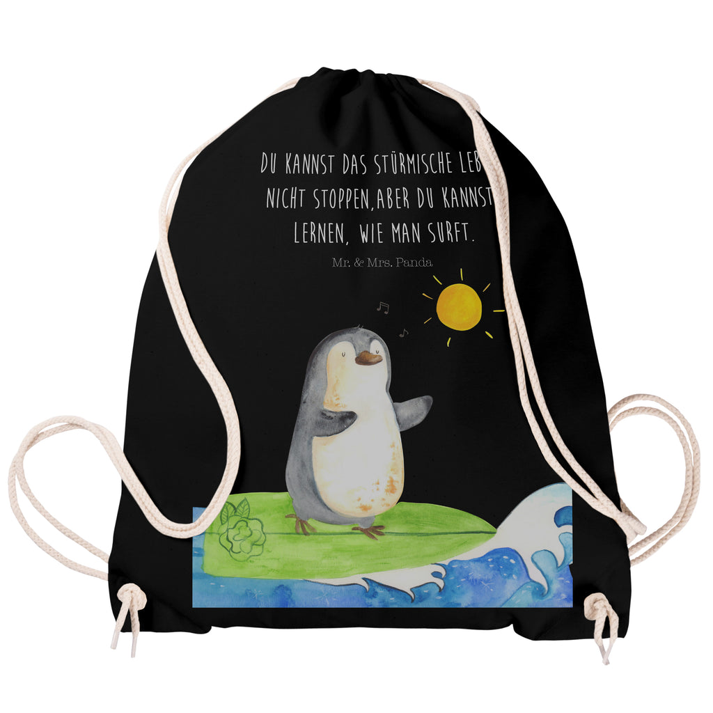 Sportbeutel Pinguin Surfer Sportbeutel, Turnbeutel, Beutel, Sporttasche, Tasche, Stoffbeutel, Sportbeutel Kinder, Gymsack, Beutel Rucksack, Kleine Sporttasche, Sportzubehör, Turnbeutel Baumwolle, Pinguin, Pinguine, surfen, Surfer, Hawaii, Urlaub, Wellen, Wellen reiten, Portugal