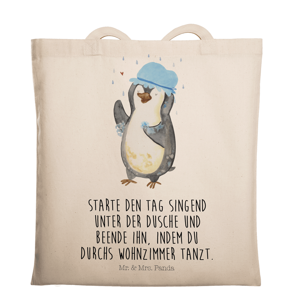 Tragetasche Pinguin Duschen Beuteltasche, Beutel, Einkaufstasche, Jutebeutel, Stoffbeutel, Tasche, Shopper, Umhängetasche, Strandtasche, Schultertasche, Stofftasche, Tragetasche, Badetasche, Jutetasche, Einkaufstüte, Laptoptasche, Pinguin, Pinguine, Dusche, duschen, Lebensmotto, Motivation, Neustart, Neuanfang, glücklich sein