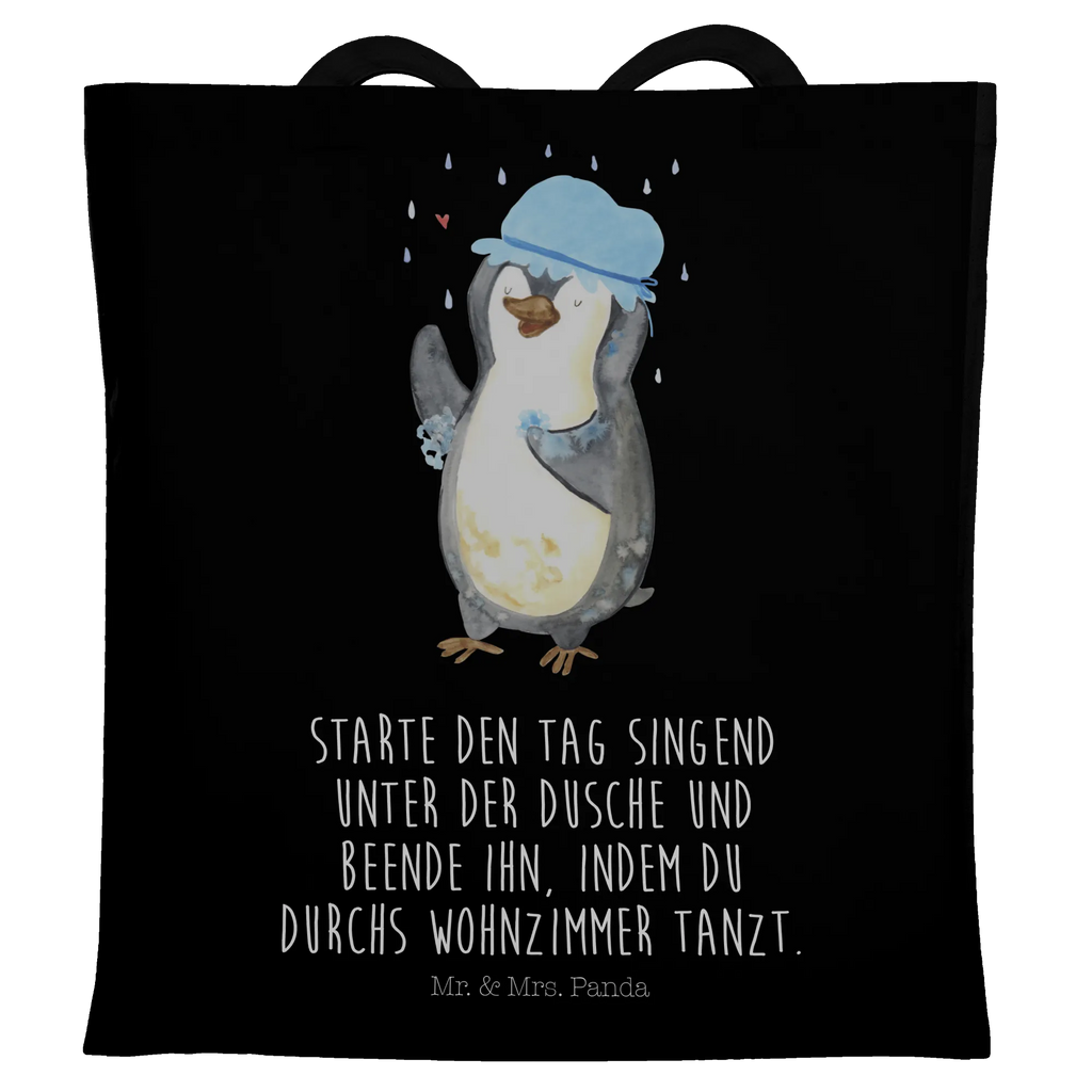 Tragetasche Pinguin Duschen Beuteltasche, Beutel, Einkaufstasche, Jutebeutel, Stoffbeutel, Tasche, Shopper, Umhängetasche, Strandtasche, Schultertasche, Stofftasche, Tragetasche, Badetasche, Jutetasche, Einkaufstüte, Laptoptasche, Pinguin, Pinguine, Dusche, duschen, Lebensmotto, Motivation, Neustart, Neuanfang, glücklich sein